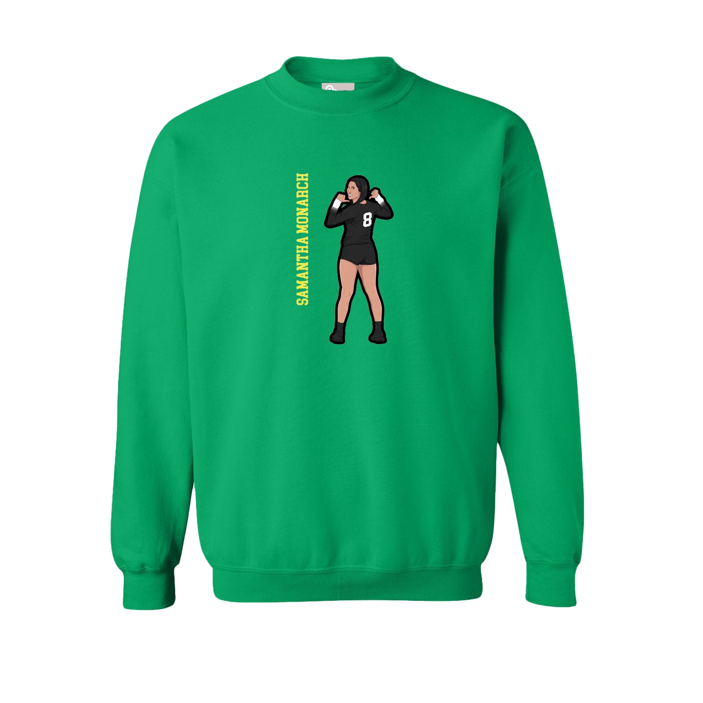 Fleece Crew — Name Vertical in Green