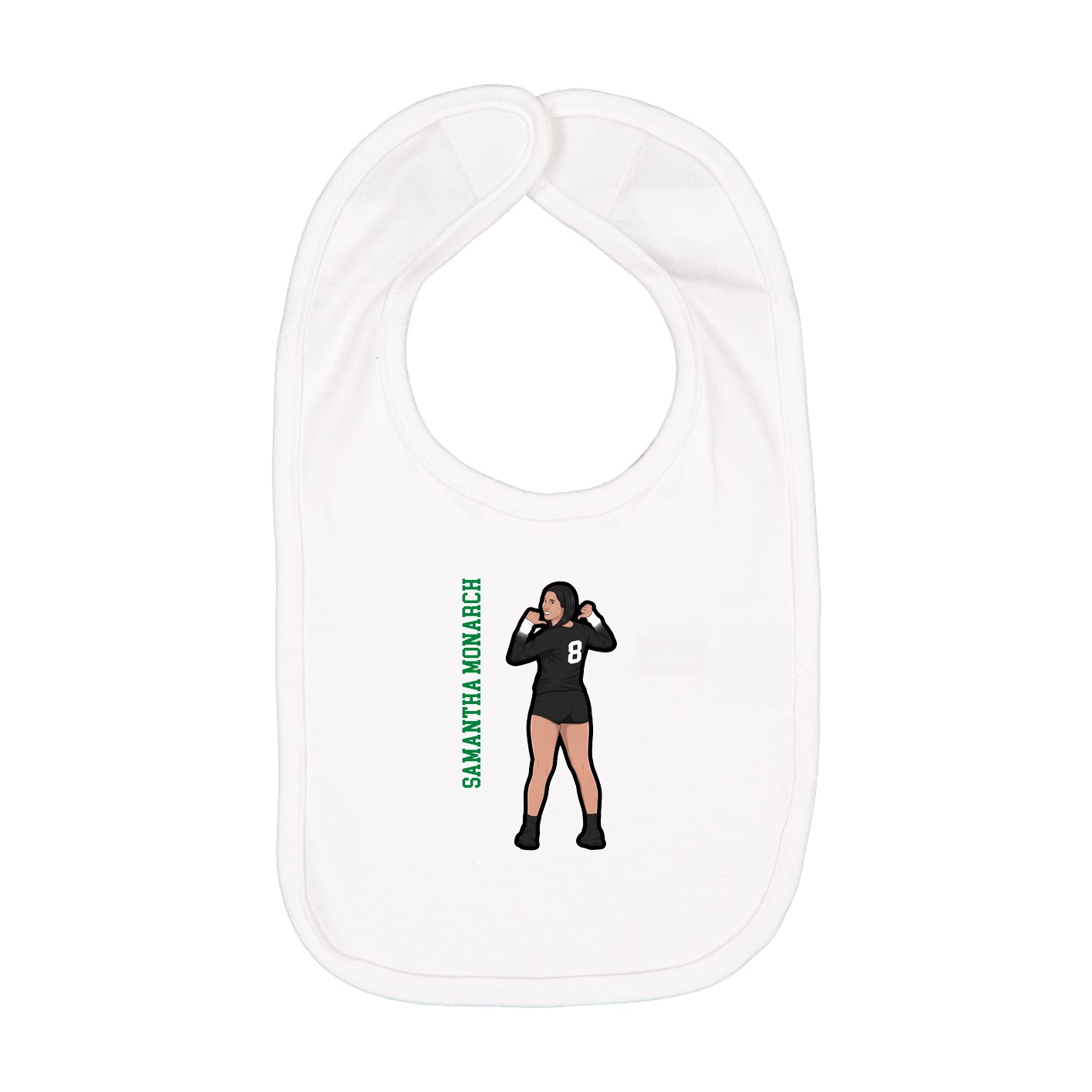 Infant Bib — Name Vertical in White