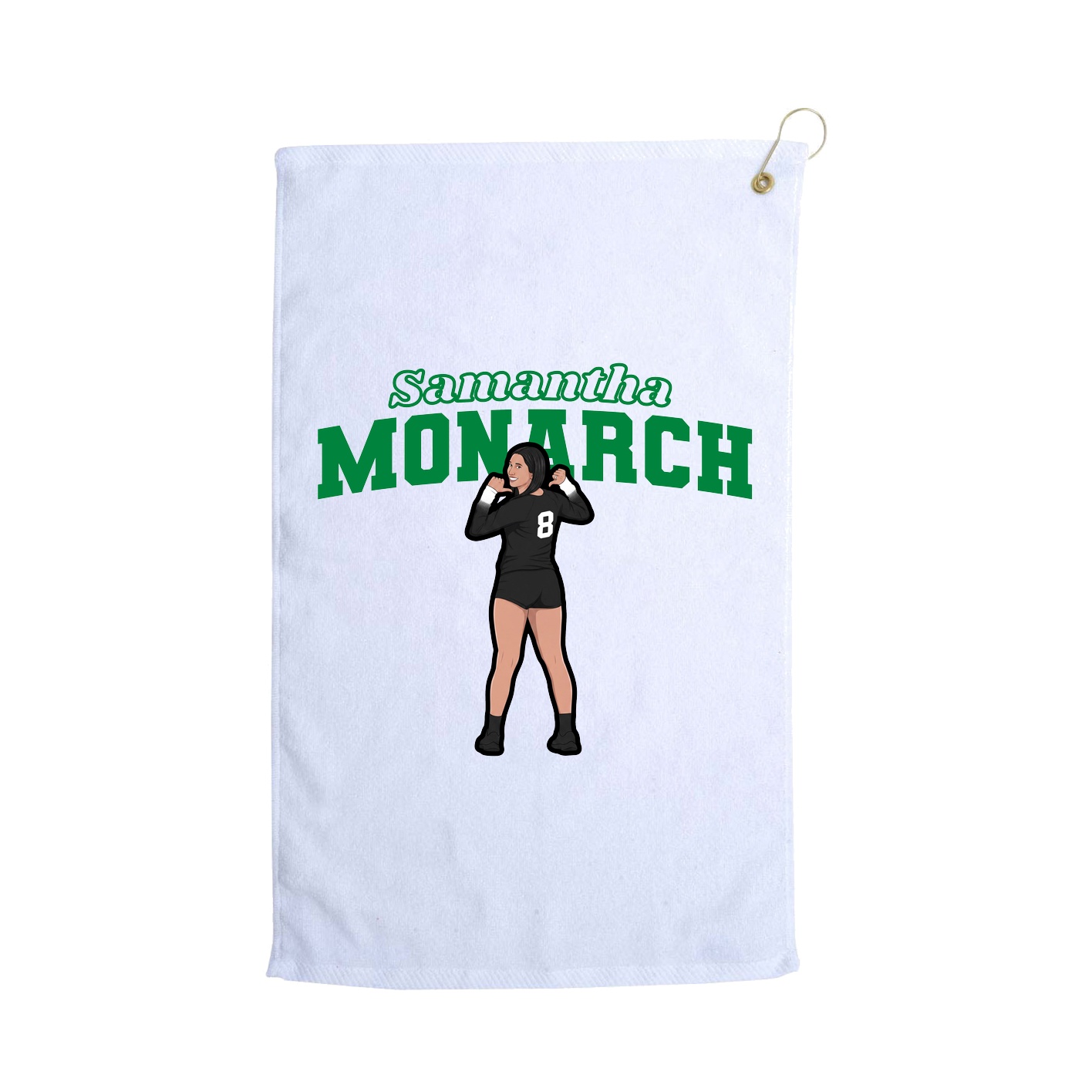 Golf Towel — Name Arch in White
