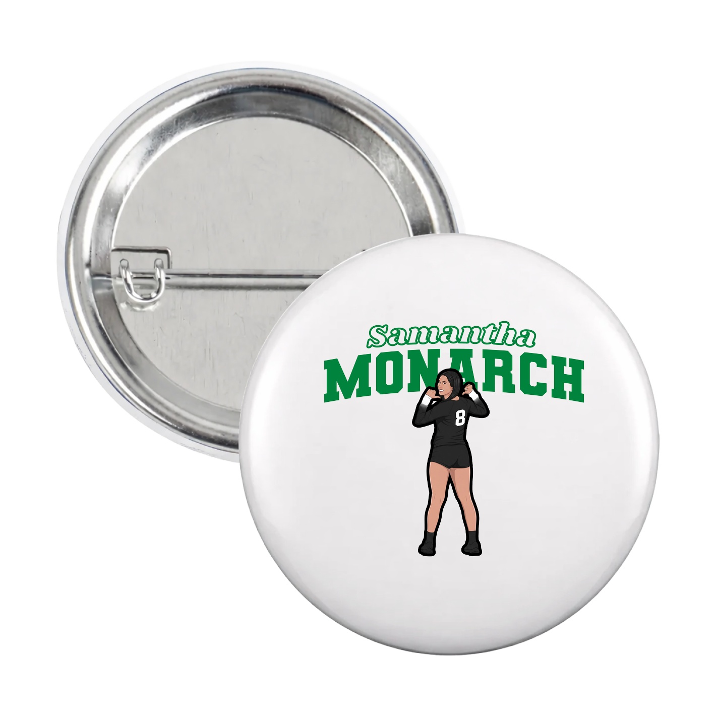 Game Day Button — Name Arch in White