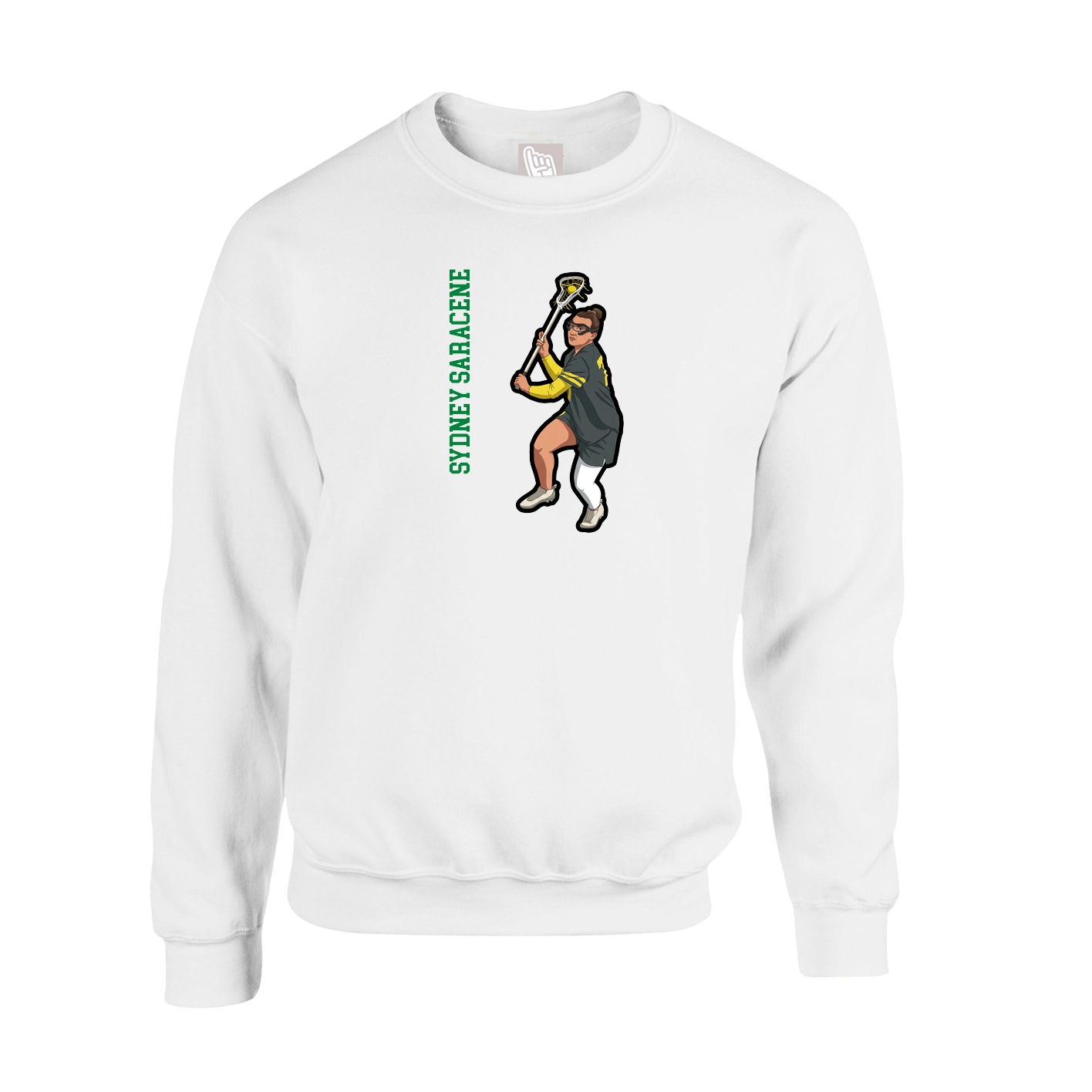 Fleece Crew — Name Vertical in White