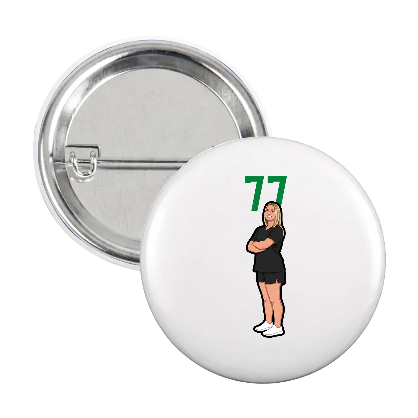 Game Day Button — Number Top in White