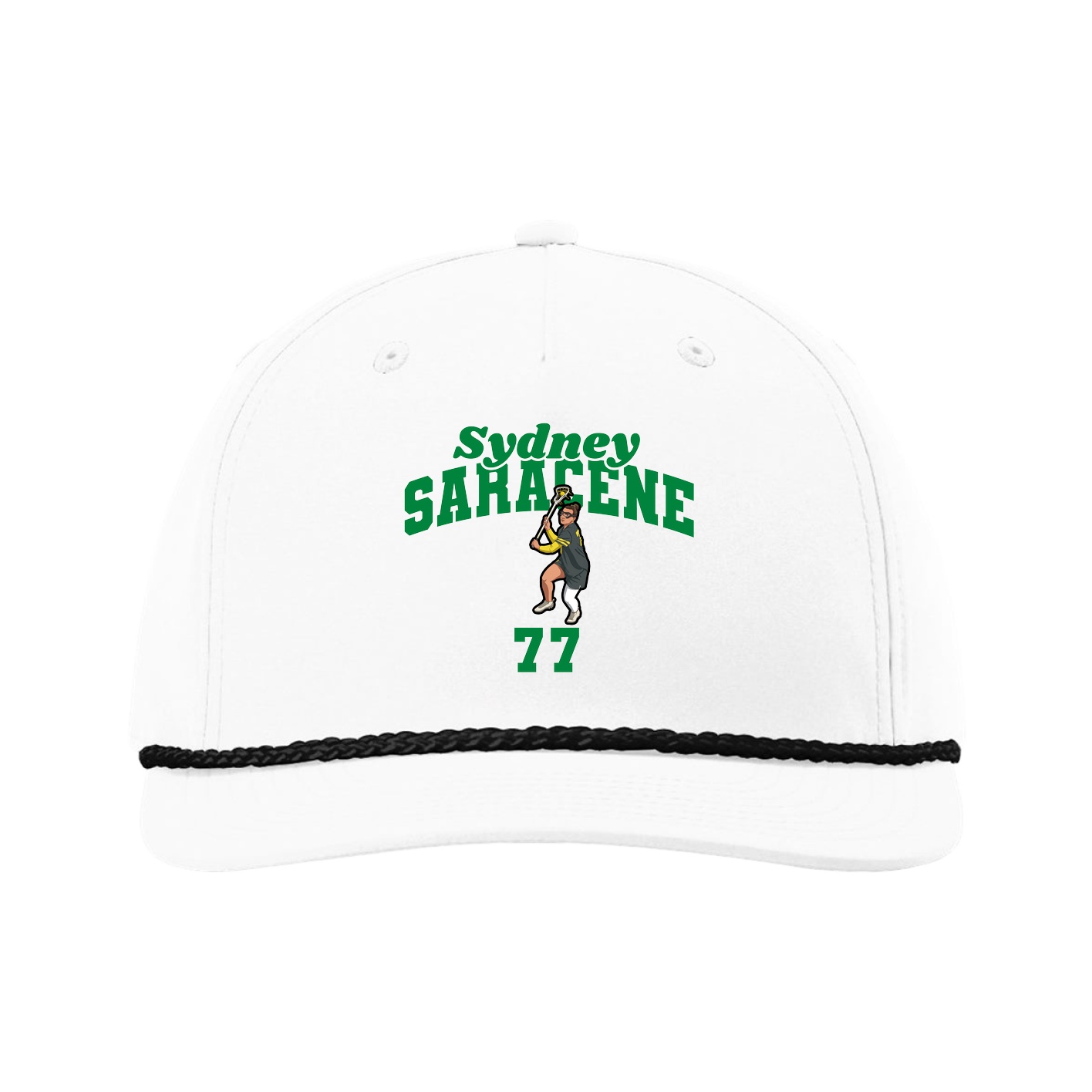Five-Panel Classic Rope Cap — Signature Arch in White