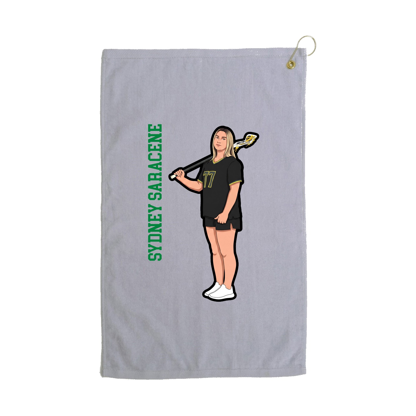 Golf Towel — Name Vertical in Grey