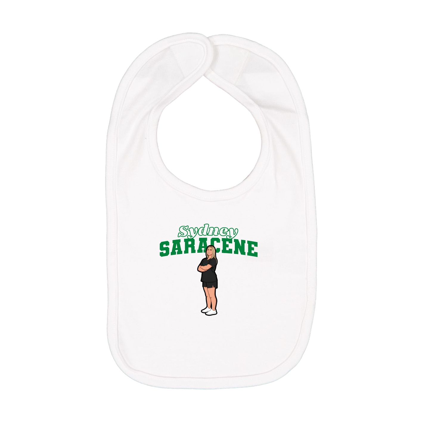 Infant Bib — Name Arch in White