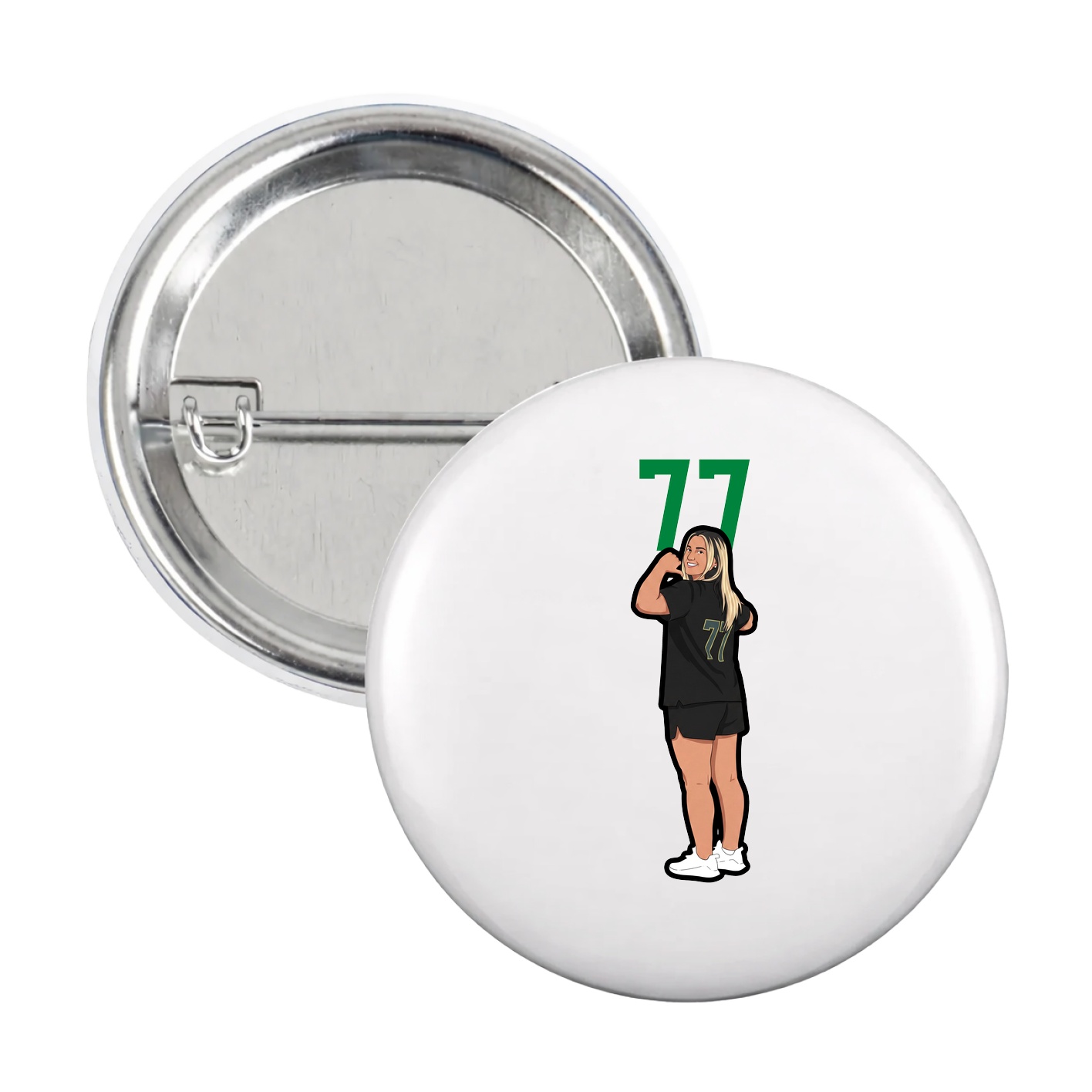 Game Day Button — Number Top in White