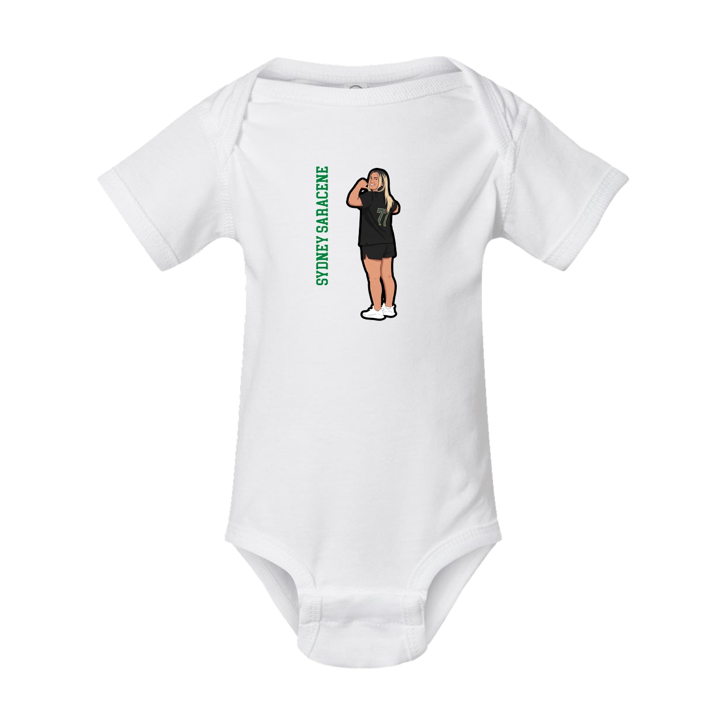 Baby Onesie — Name Vertical in White