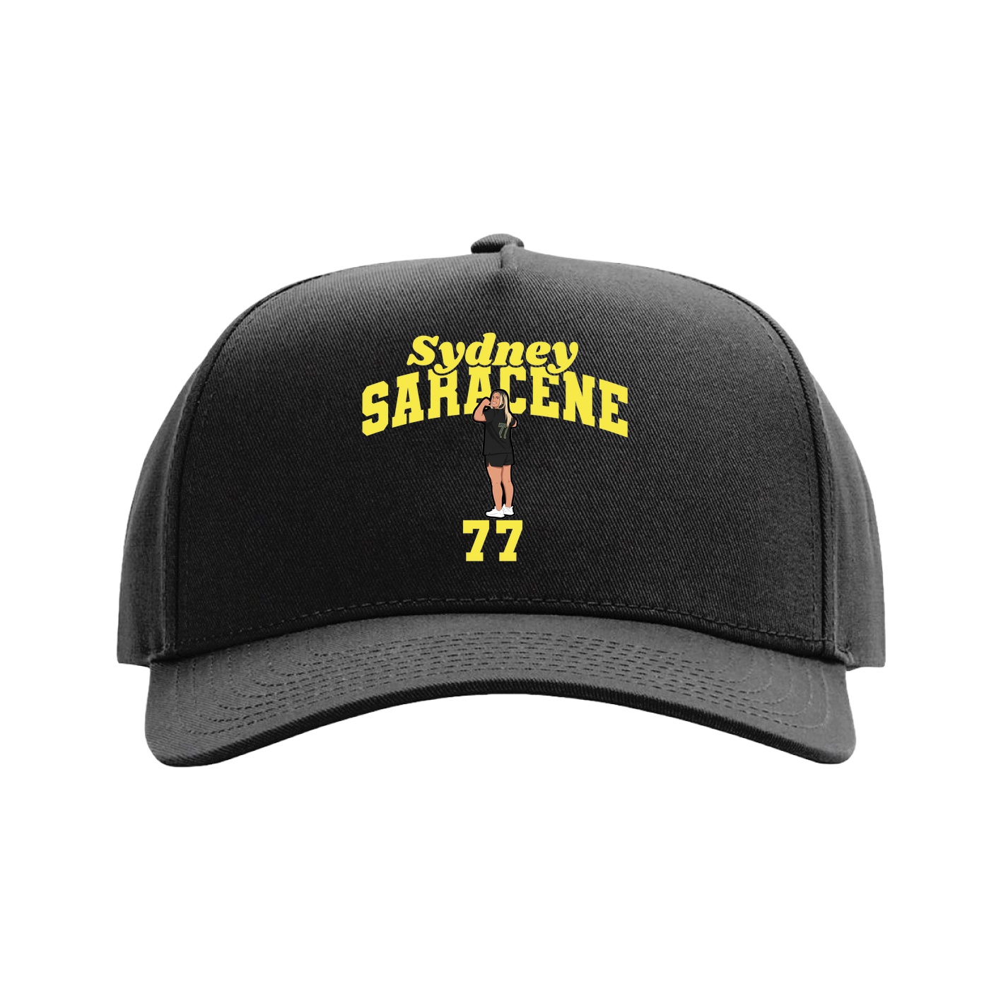 Full Fabric Five-Panel Champ Cap — Signature Arch in Black