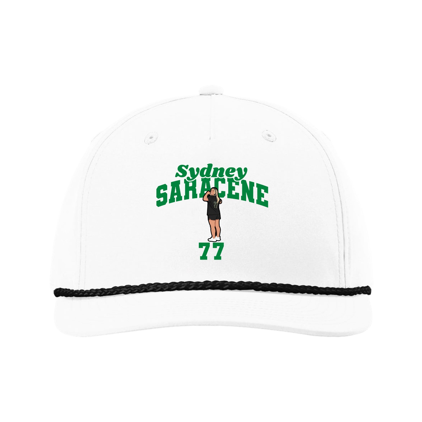 Five-Panel Classic Rope Cap — Signature Arch in White