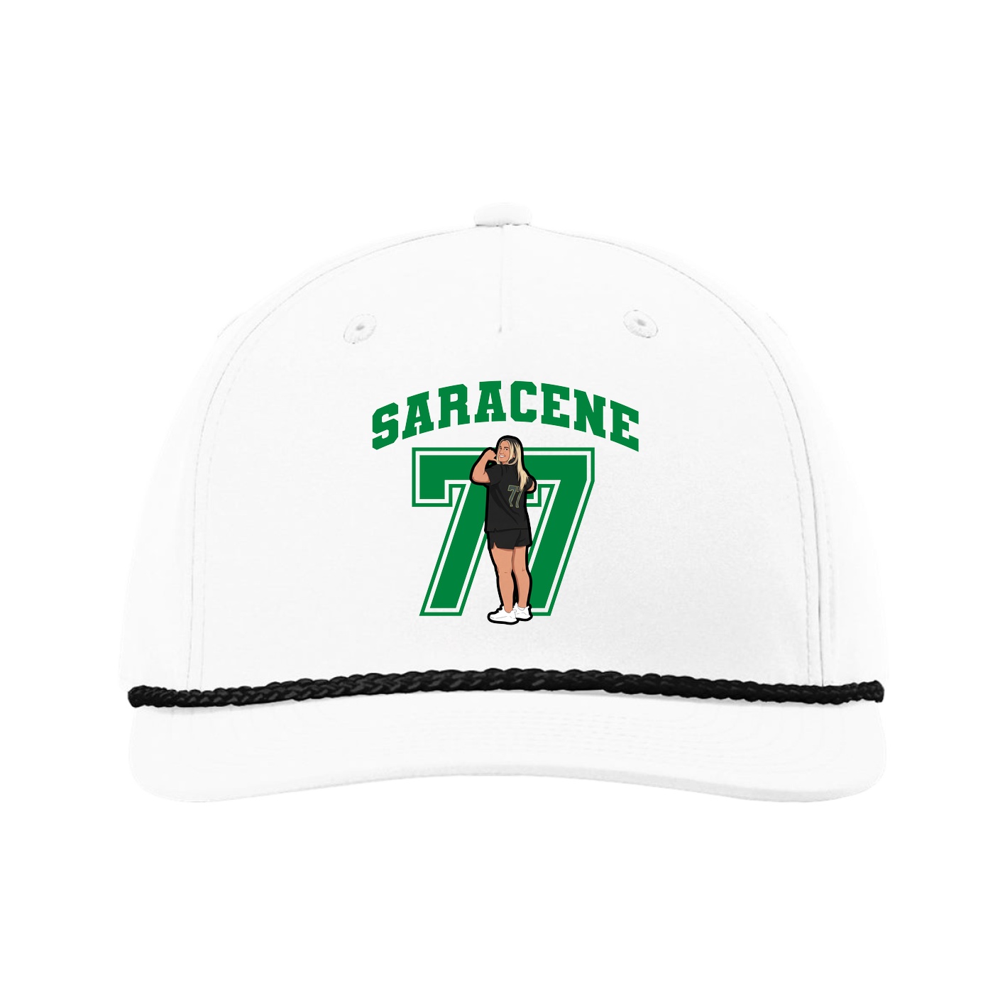 Five-Panel Classic Rope Cap — Number in White