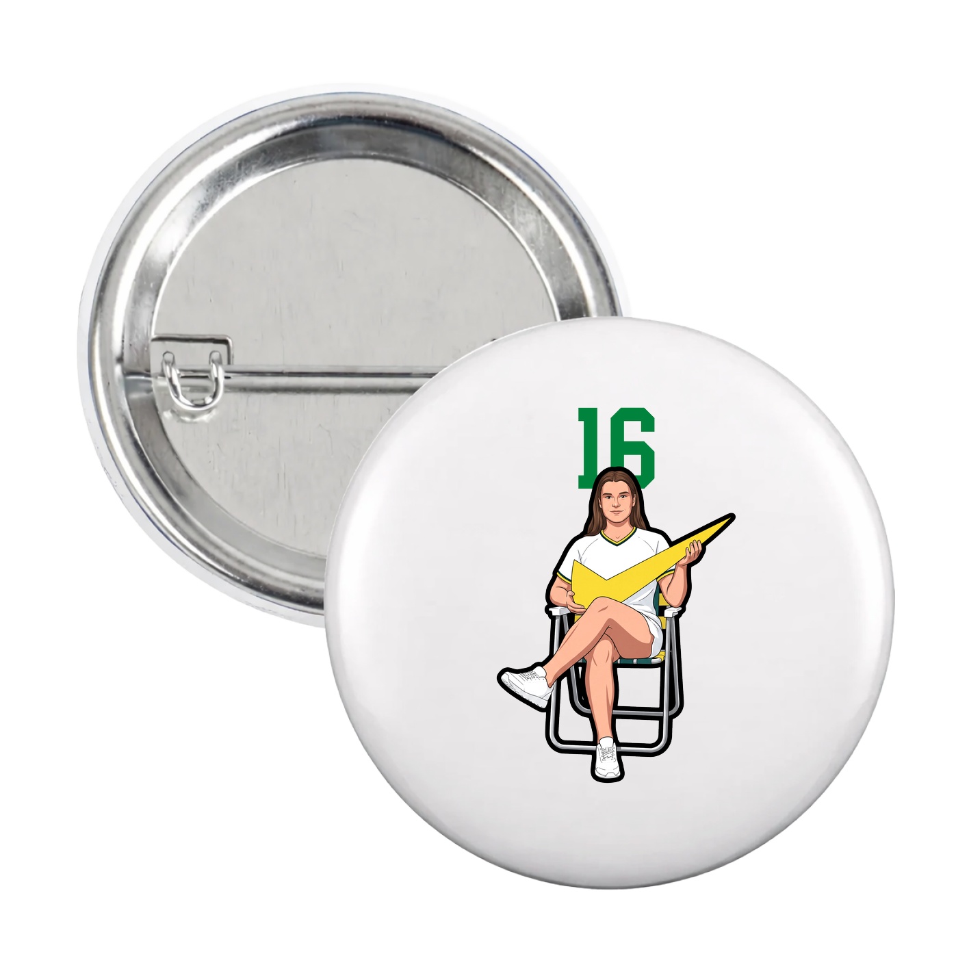 Game Day Button — Number Top in White