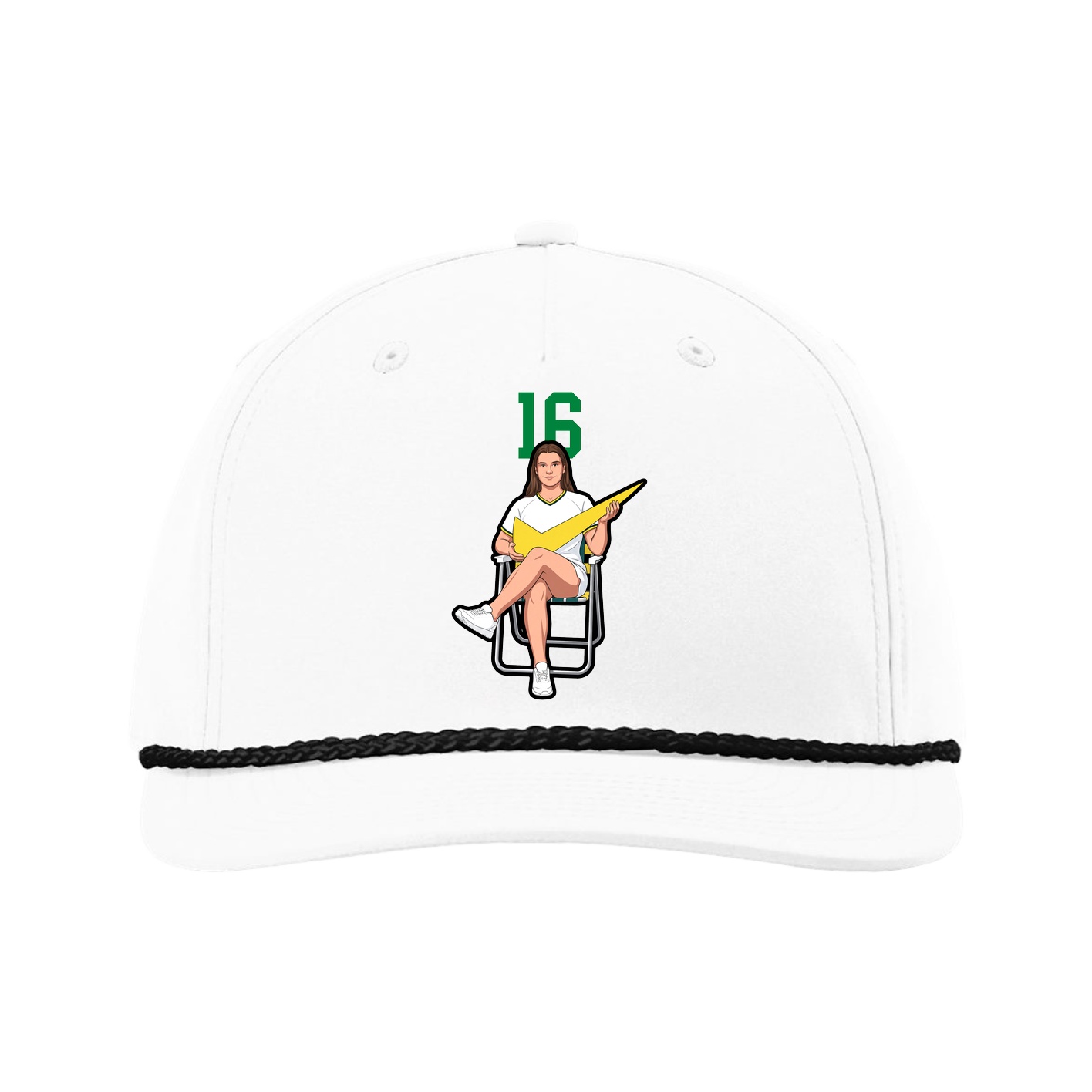 Five-Panel Classic Rope Cap — Number Top in White