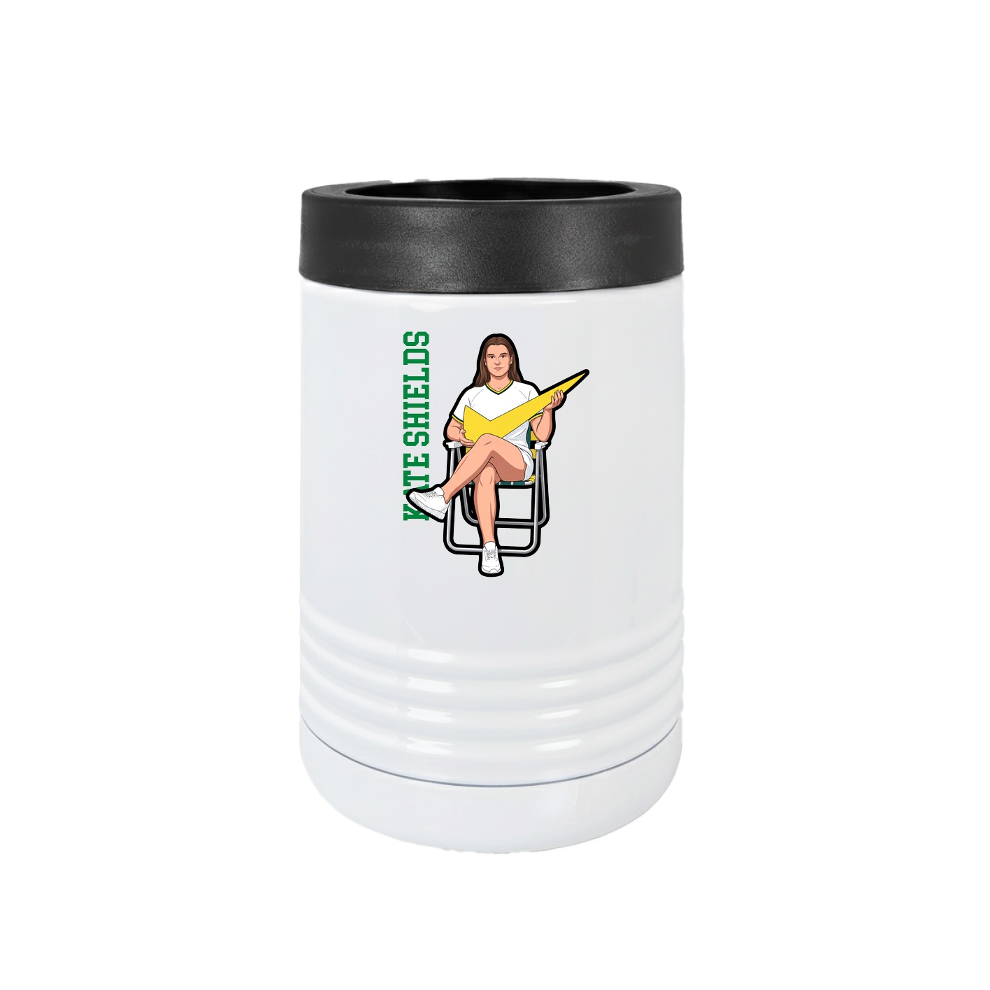 Beverage Holder — Name Vertical in White