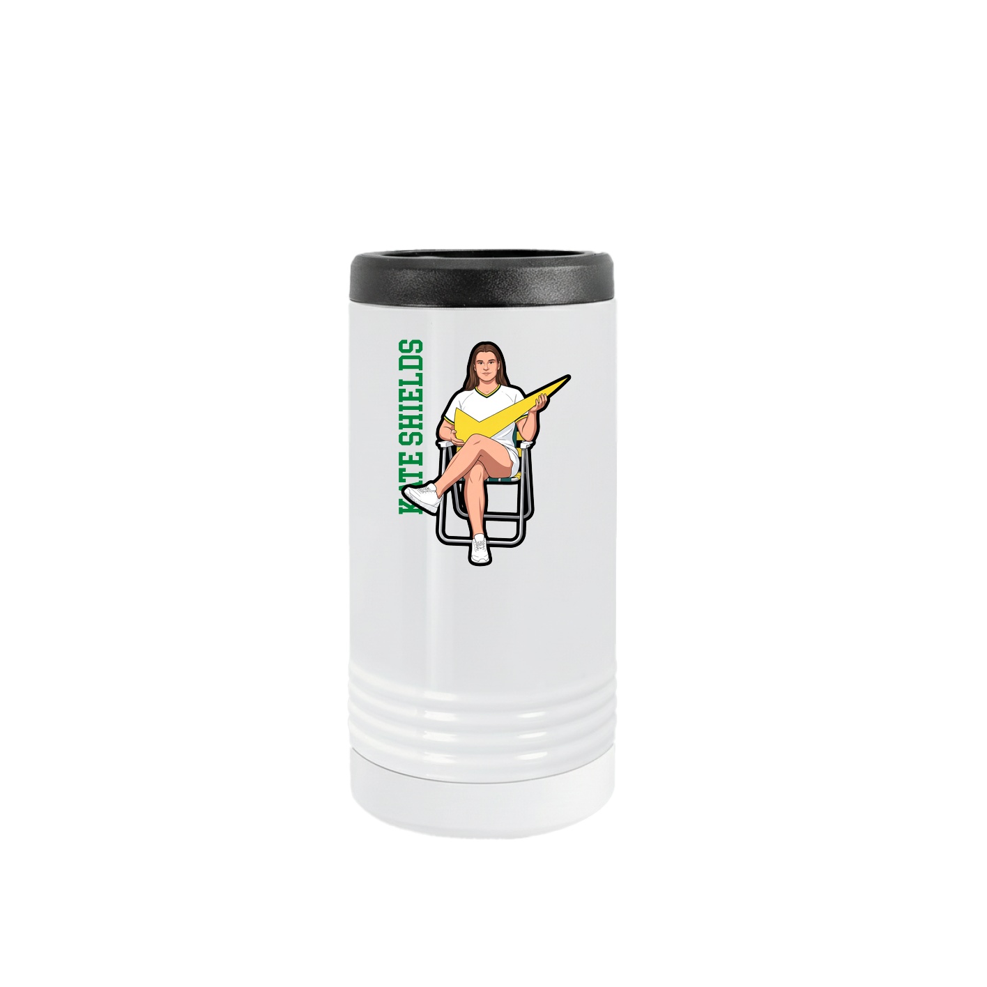 Slim Beverage Holder — Name Vertical in White