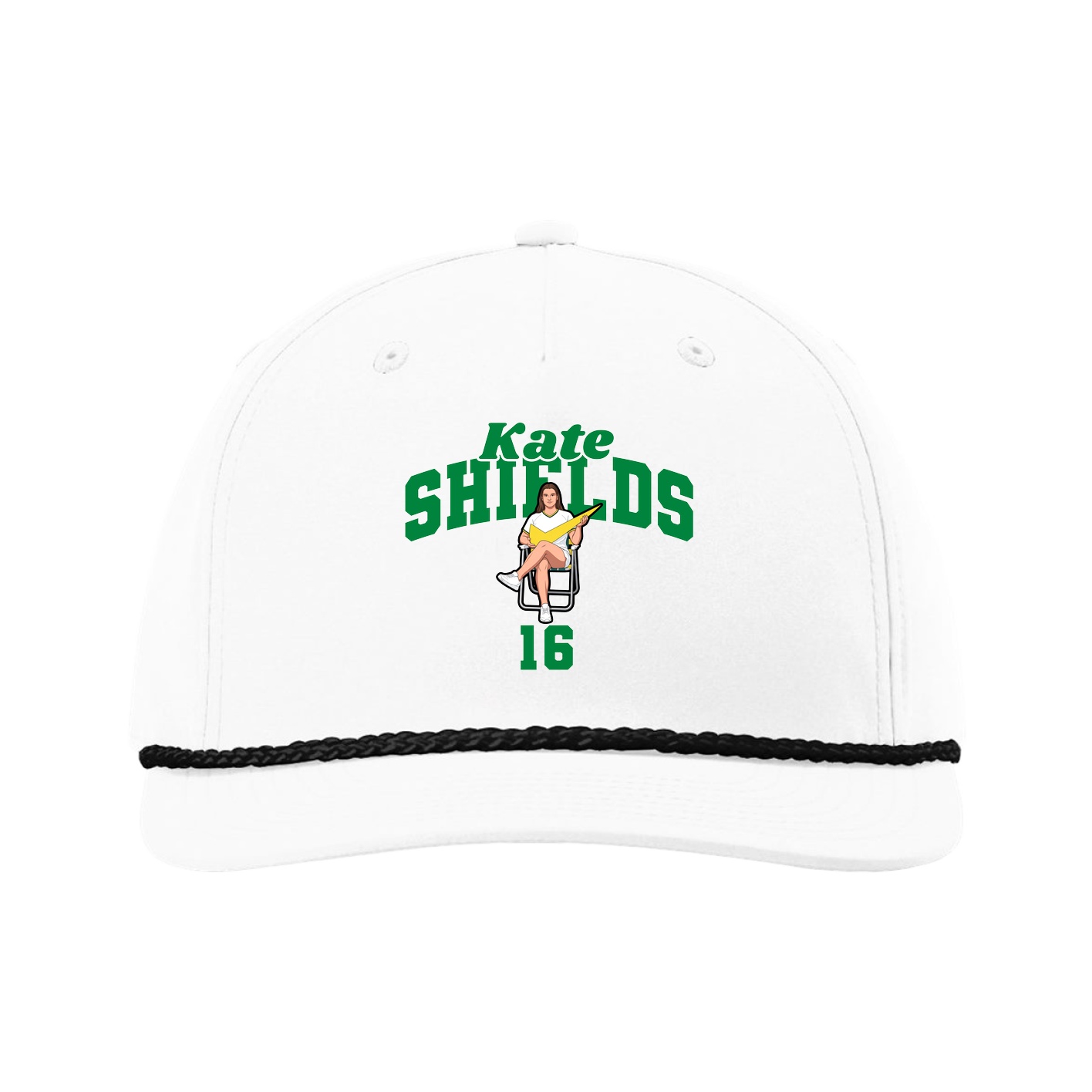 Five-Panel Classic Rope Cap — Signature Arch in White