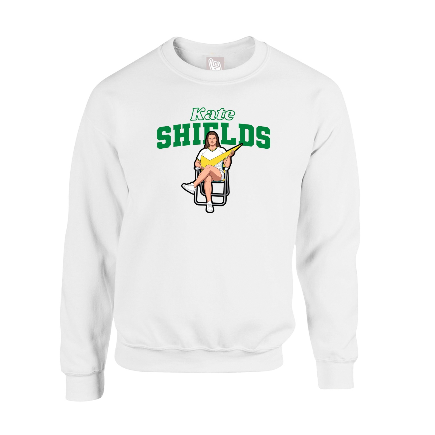 Fleece Crew — Name Arch in White