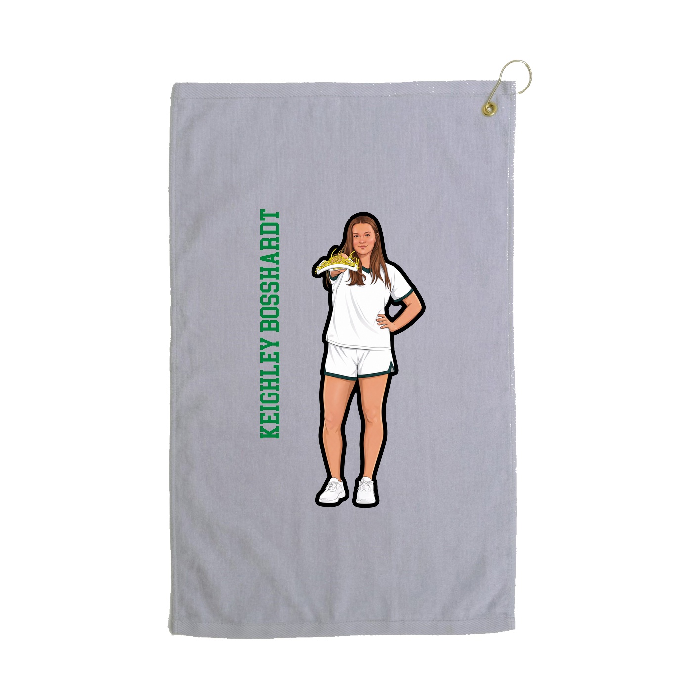 Golf Towel — Name Vertical in Grey