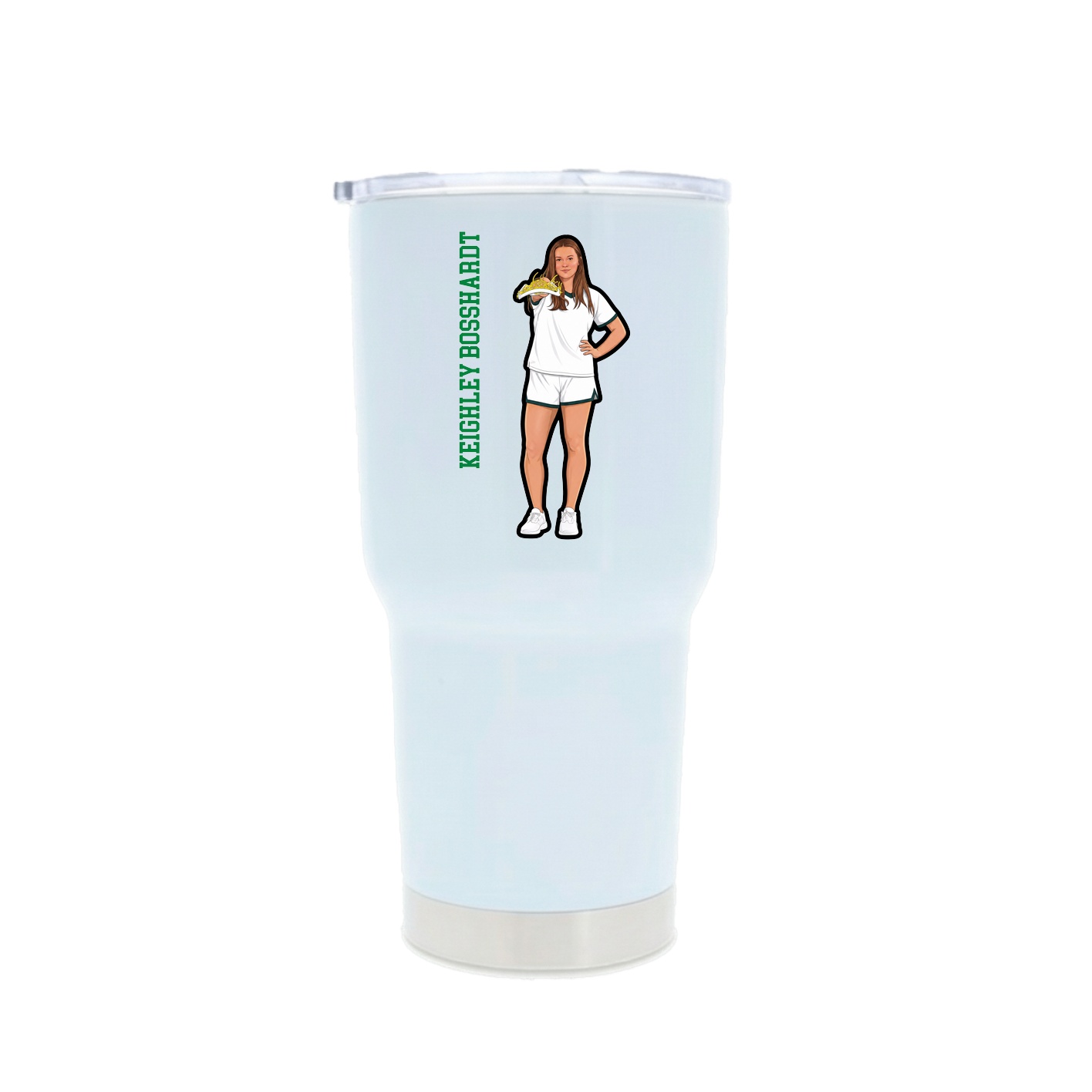 30oz Stainless Steel Tumbler — Name Vertical in White