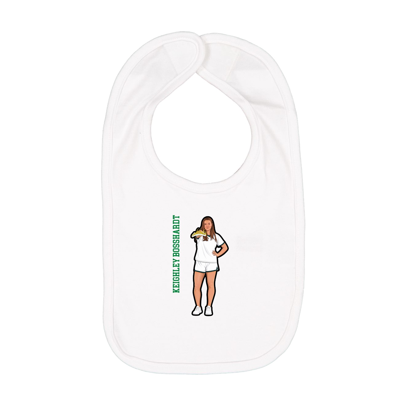 Infant Bib — Name Vertical in White