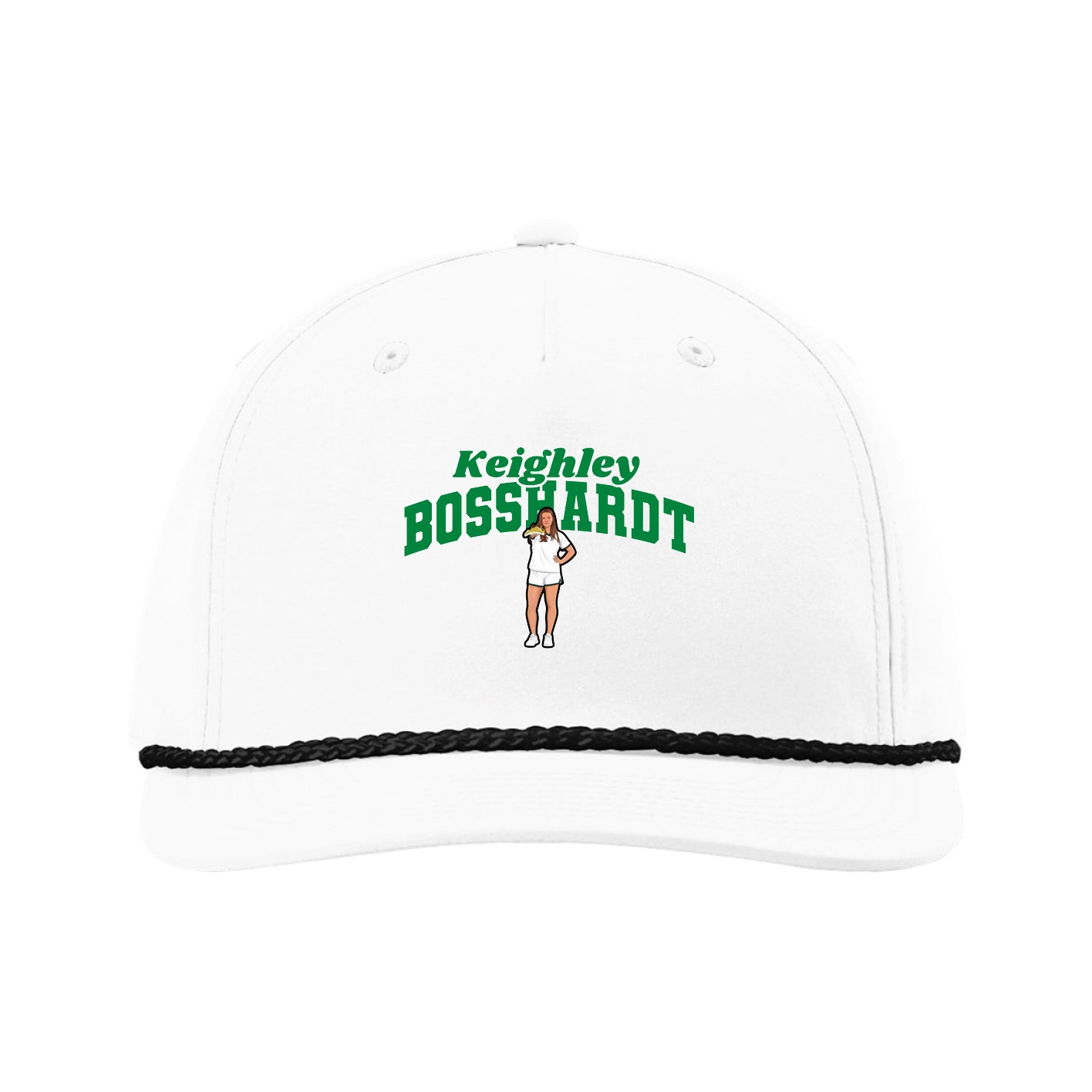 Five-Panel Classic Rope Cap — Signature Arch in White