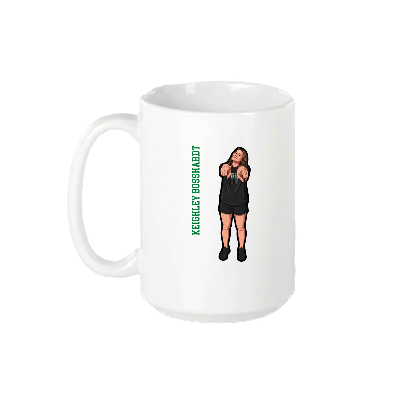 15oz Coffee Mug — Name Vertical in White