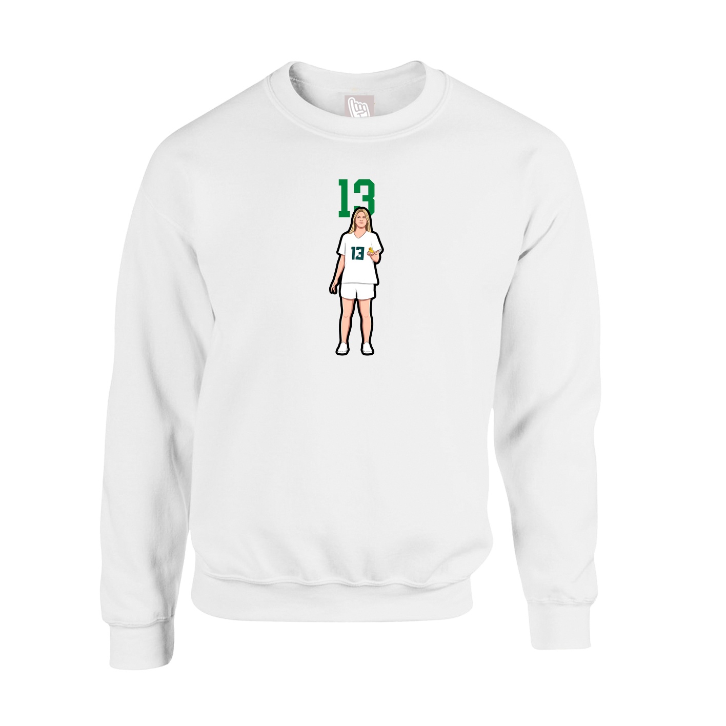 Fleece Crew — Number Top in White