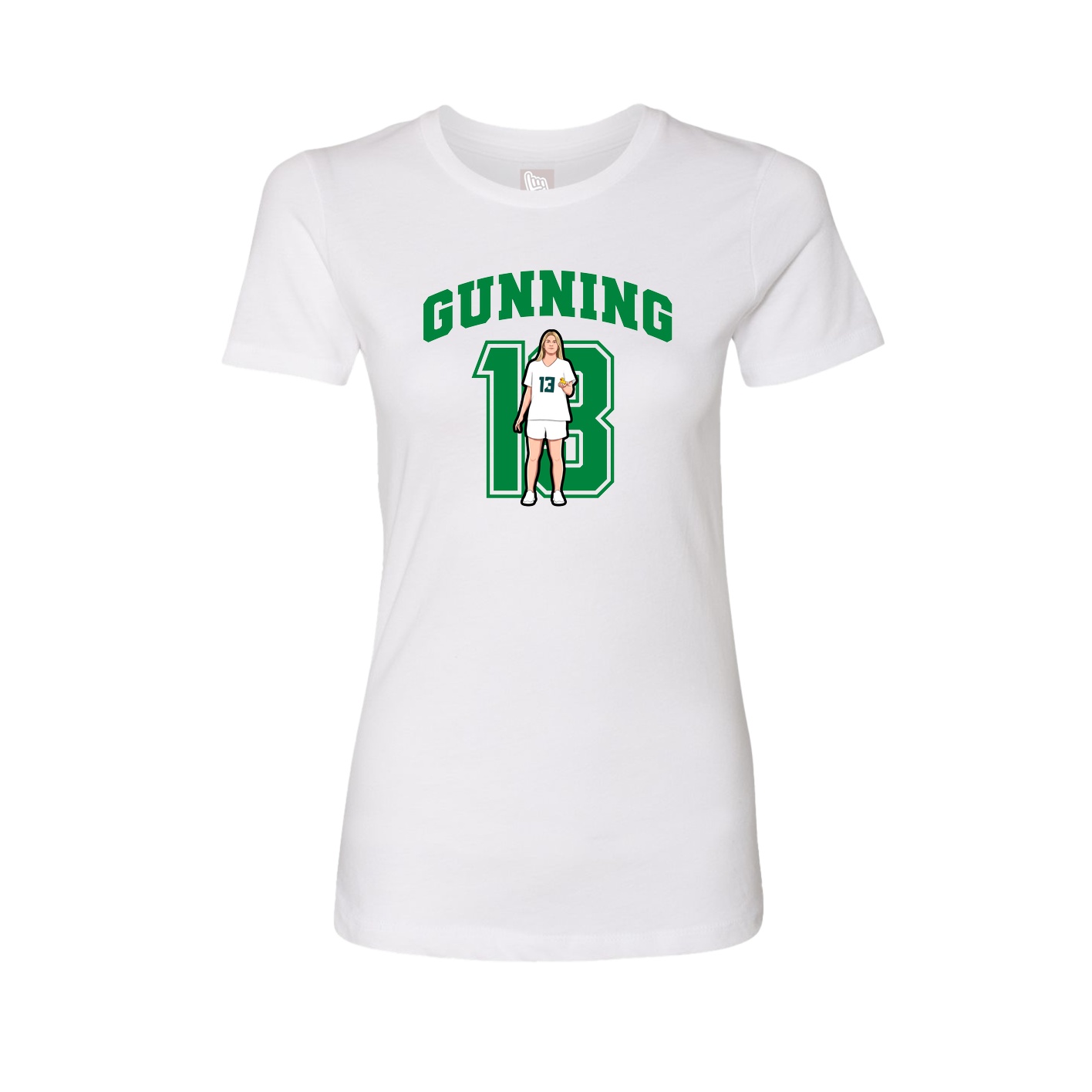 Fitted Women's Tee — Number in White