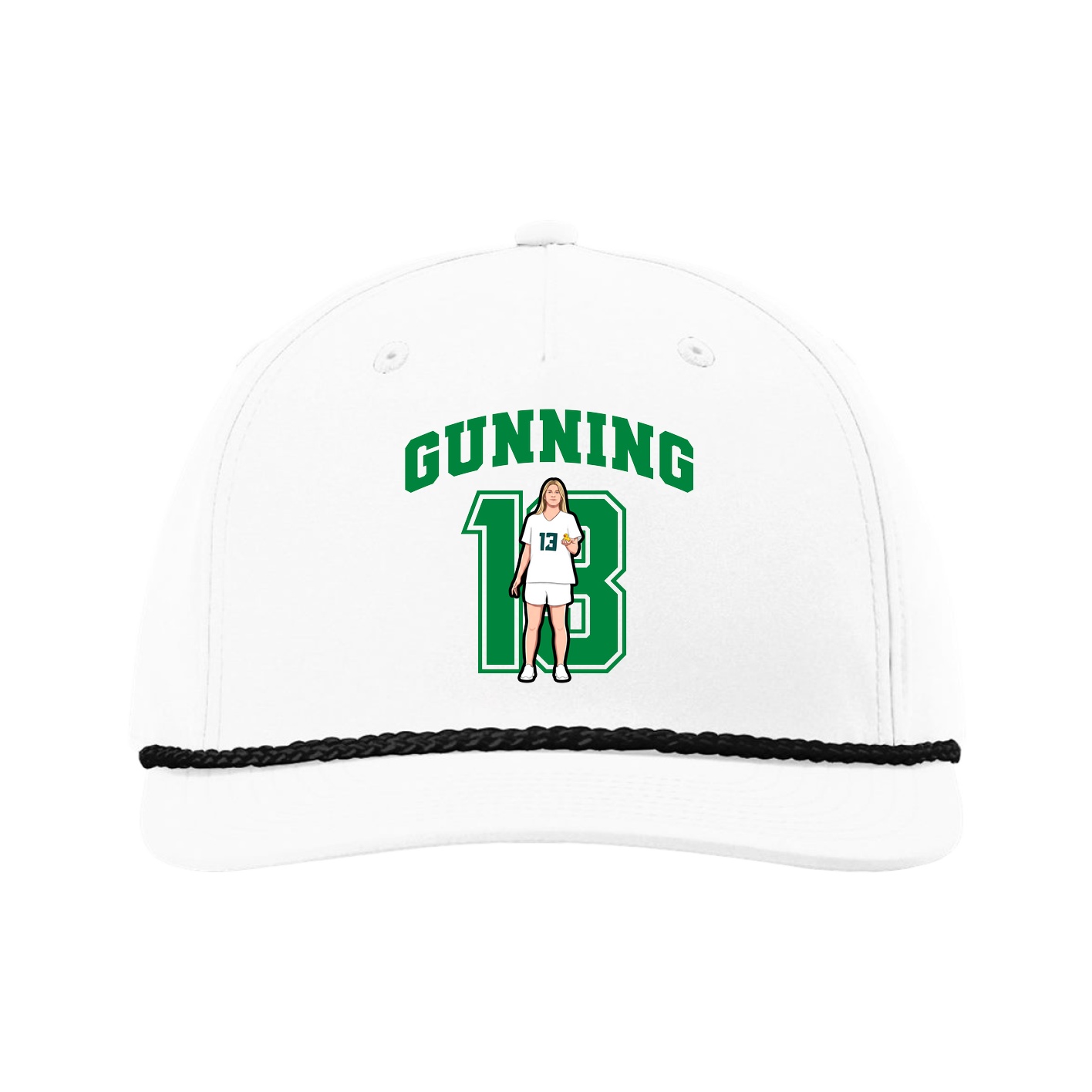 Five-Panel Classic Rope Cap — Number in White