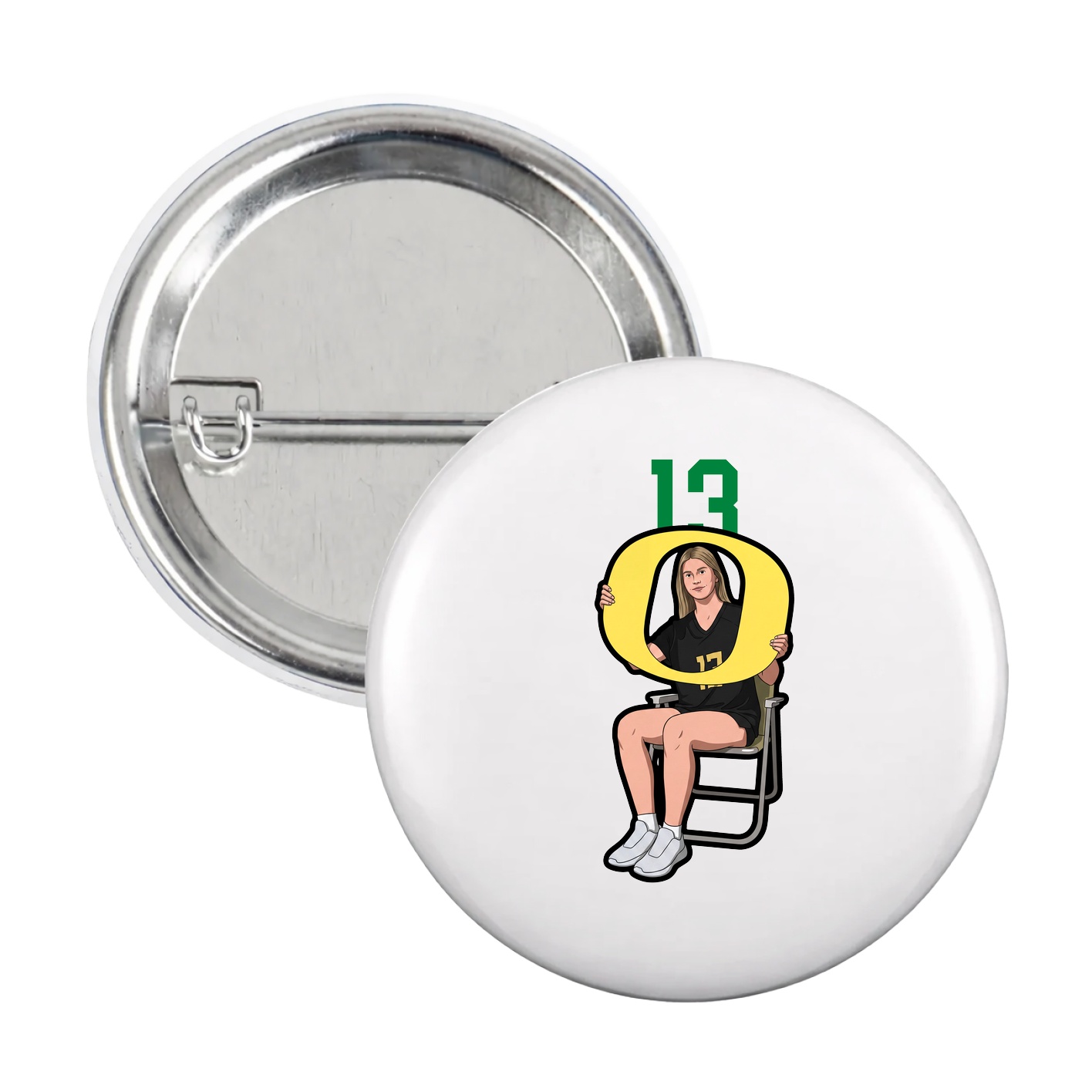 Game Day Button — Number Top in White