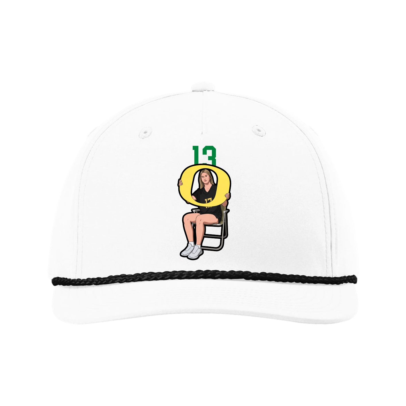 Five-Panel Classic Rope Cap — Number Top in White