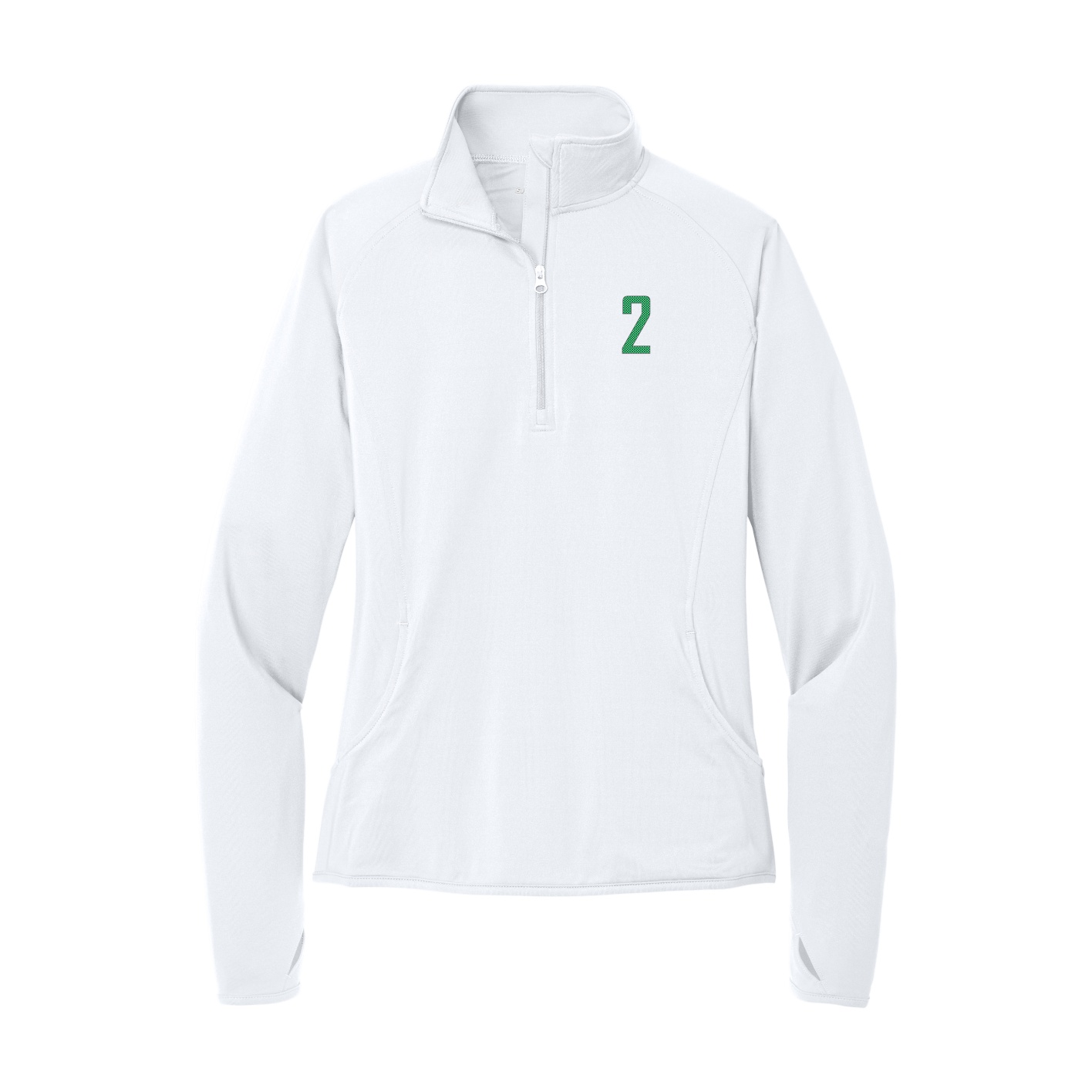 Women's Q-Zip Pullover — Front Shirsy in White
