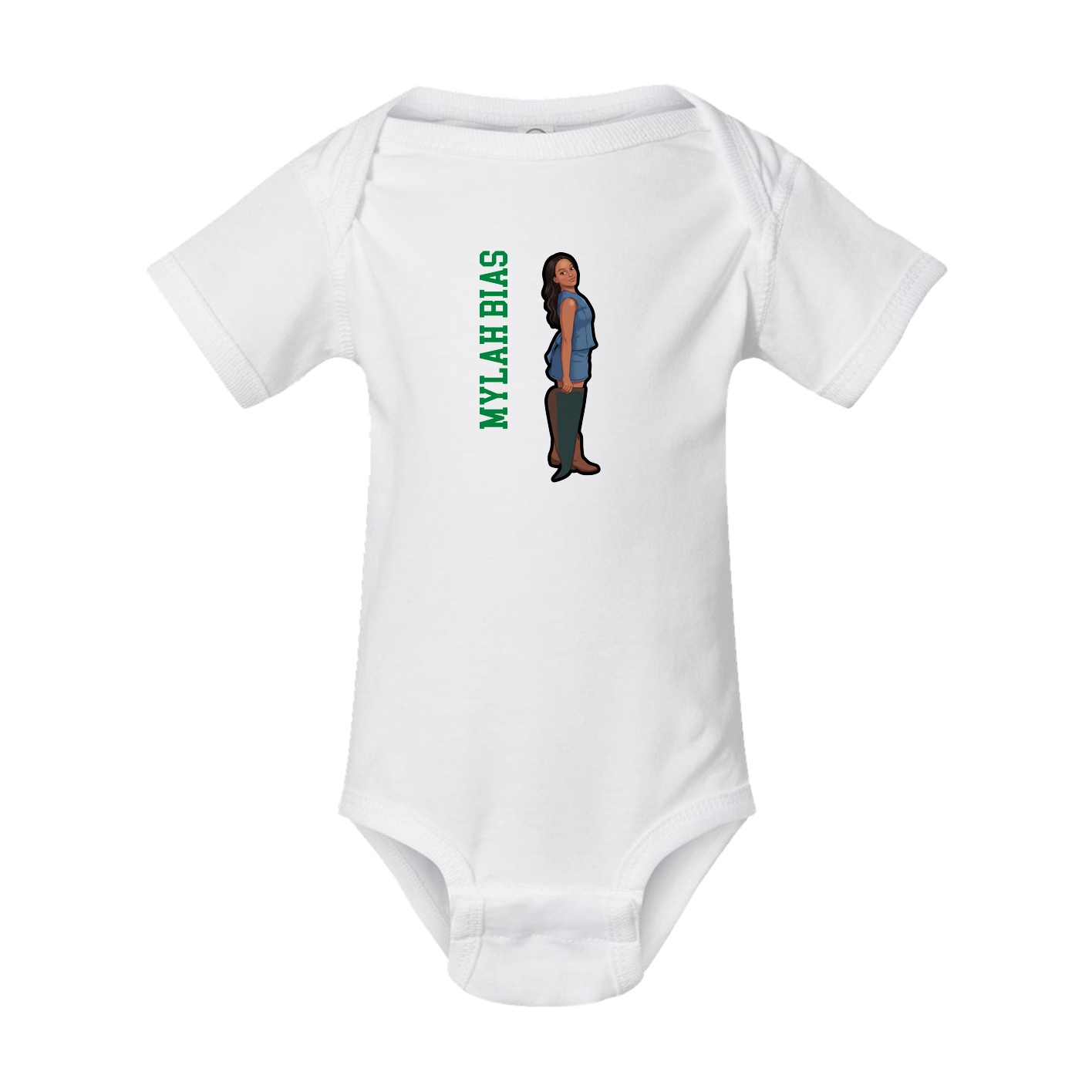 Baby Onesie — Name Vertical in White