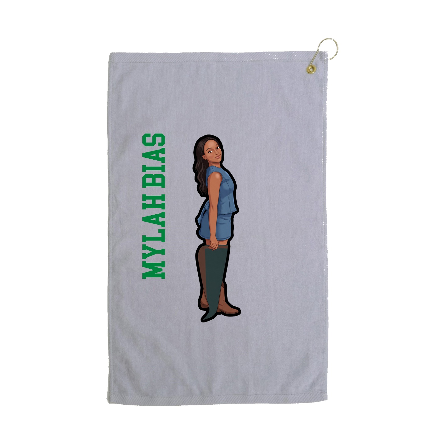 Golf Towel — Name Vertical in Grey