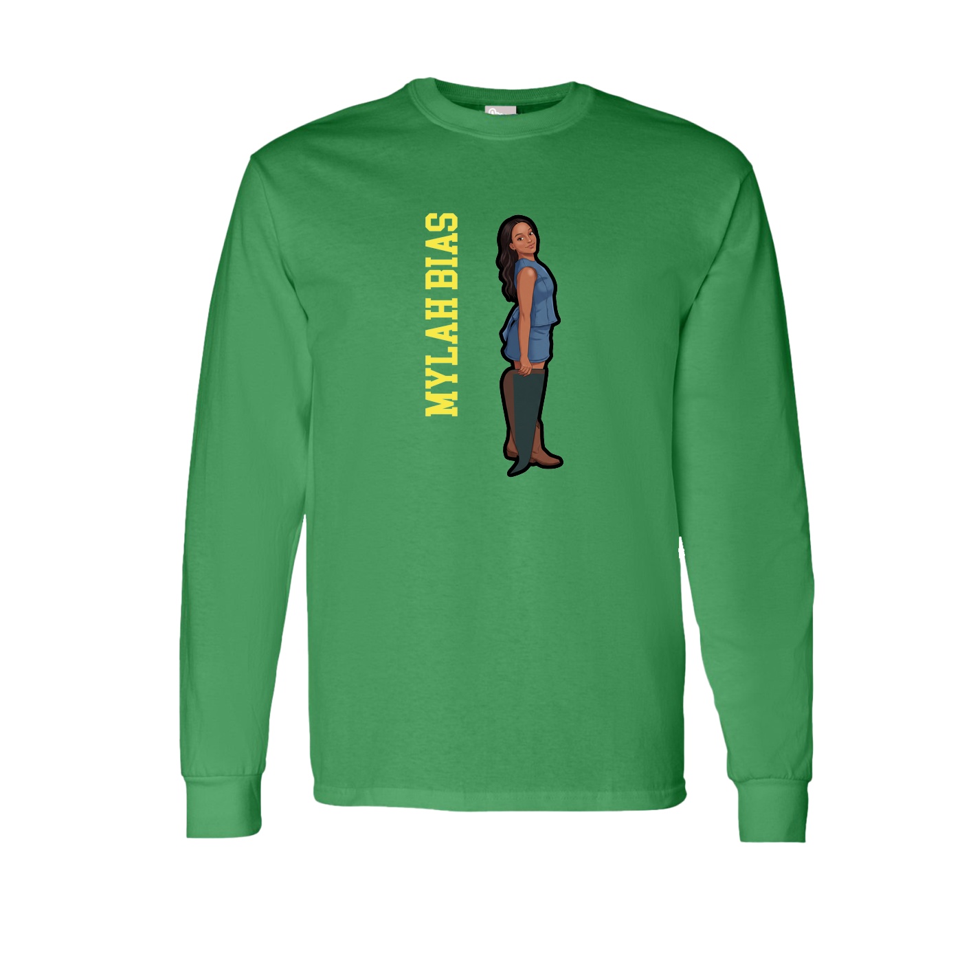 Long Sleeve Tee — Name Vertical in Green