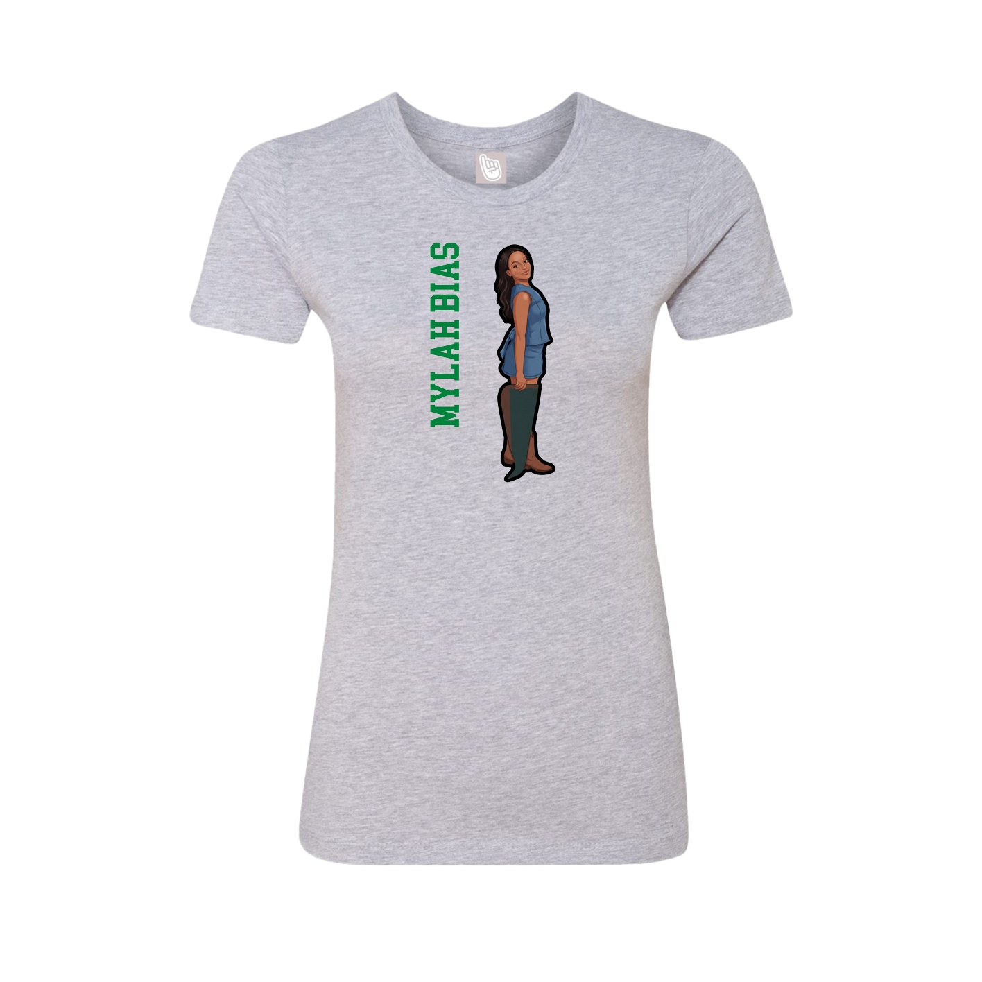 Fitted Women's Tee — Name Vertical in Grey