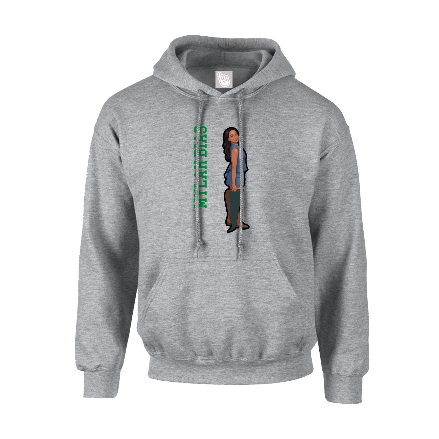Youth Hoodie — Name Vertical in Grey
