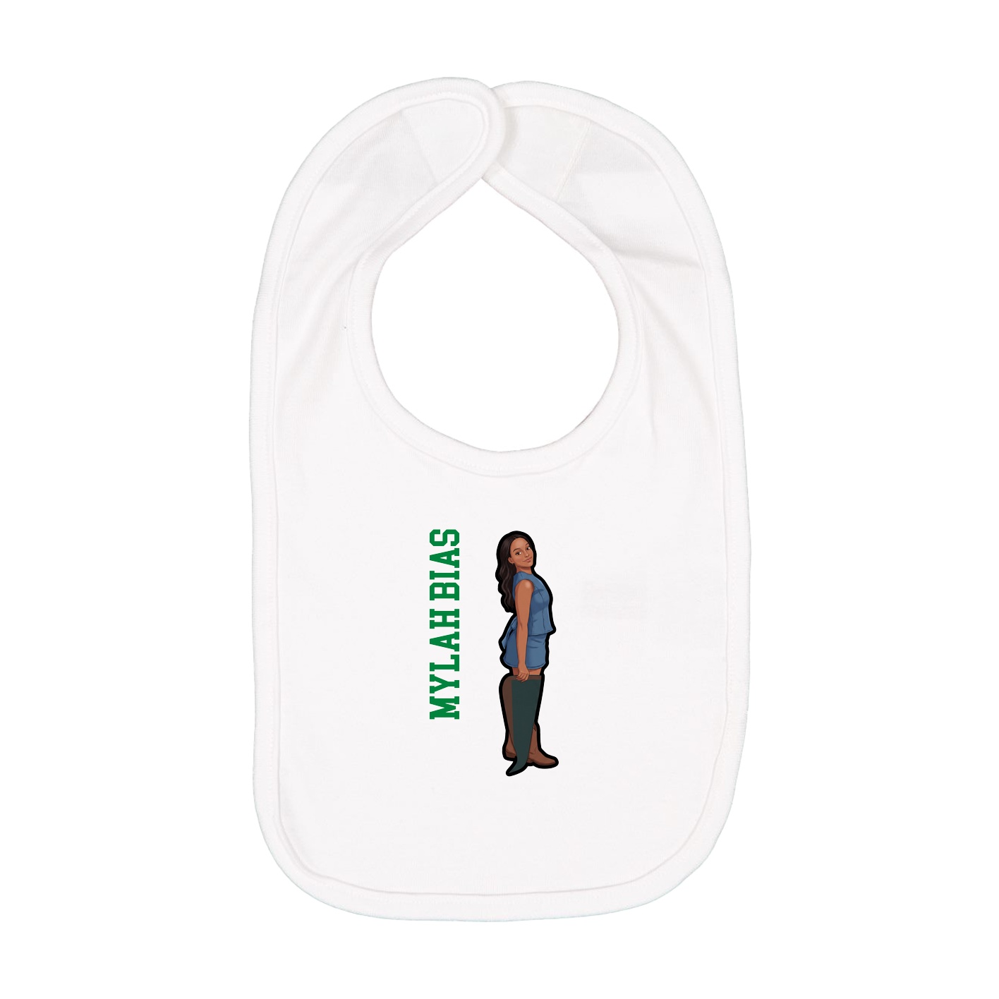 Infant Bib — Name Vertical in White