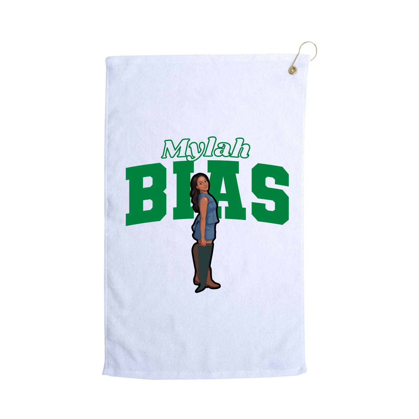 Golf Towel — Name Arch in White