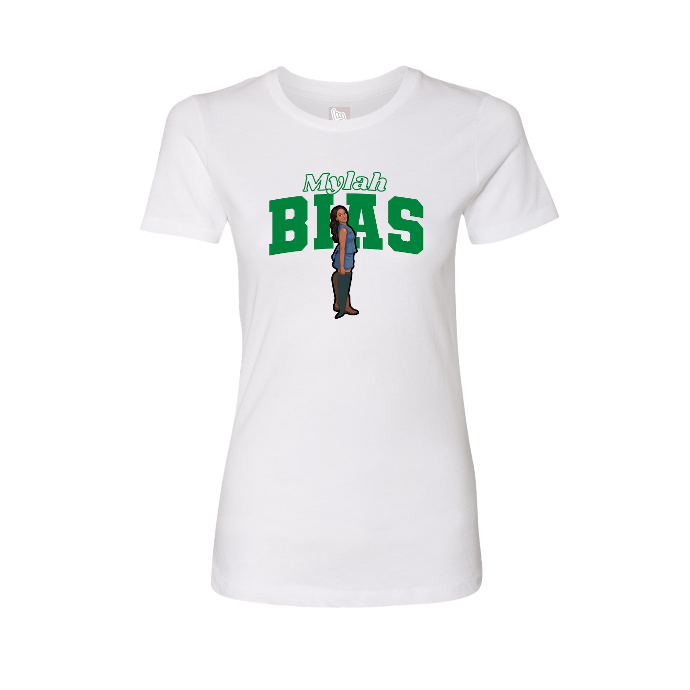Fitted Women's Tee — Name Arch in White