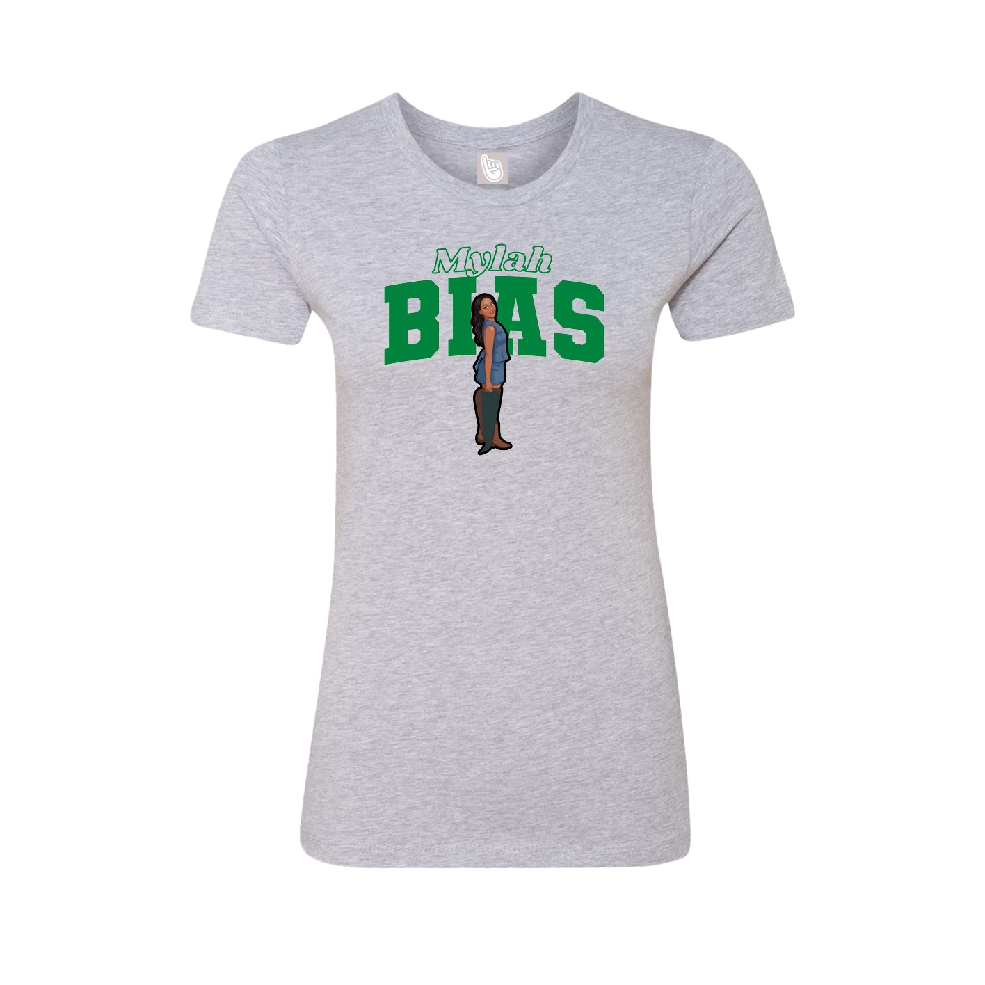 Fitted Women's Tee — Name Arch in Grey