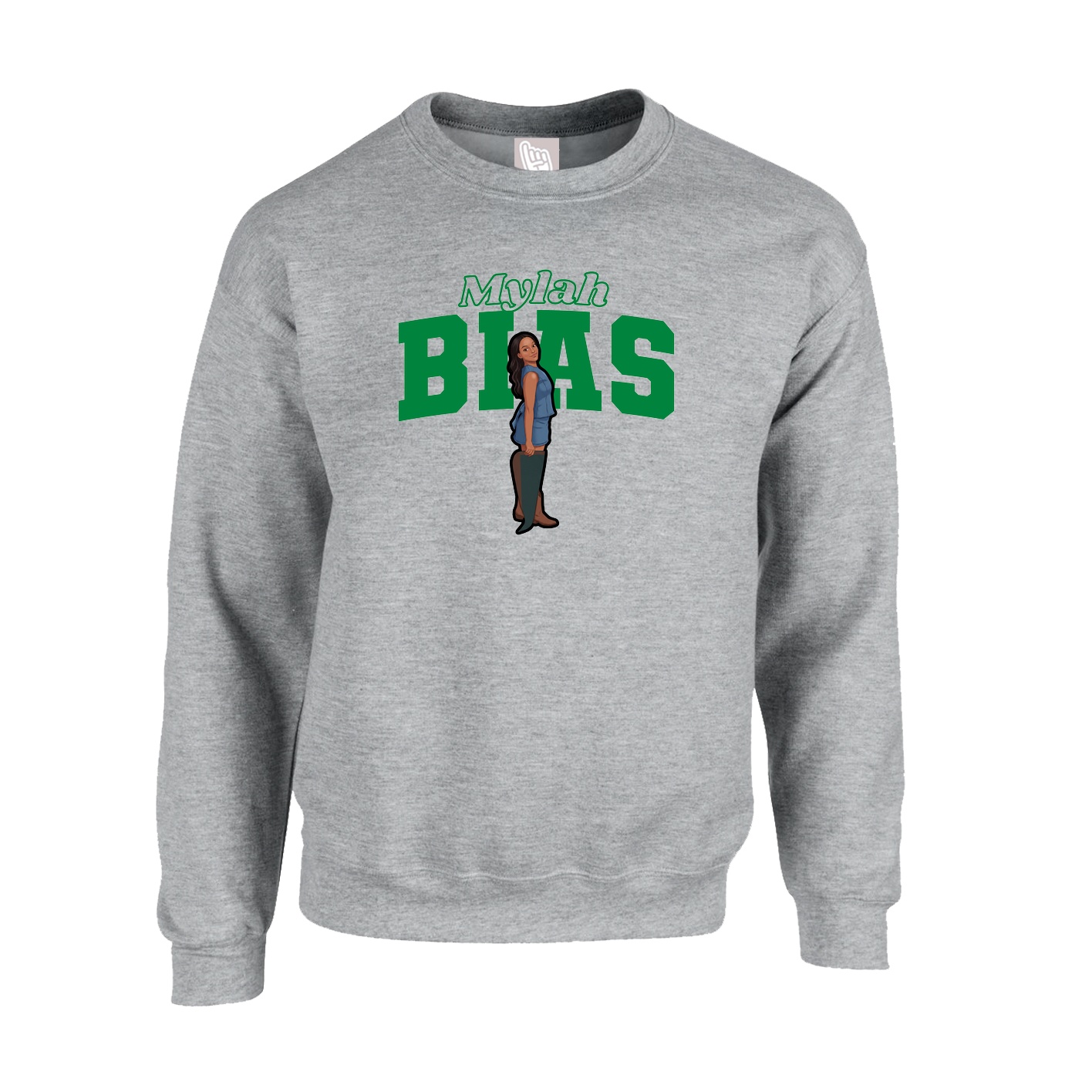 Fleece Crew — Name Arch in Grey