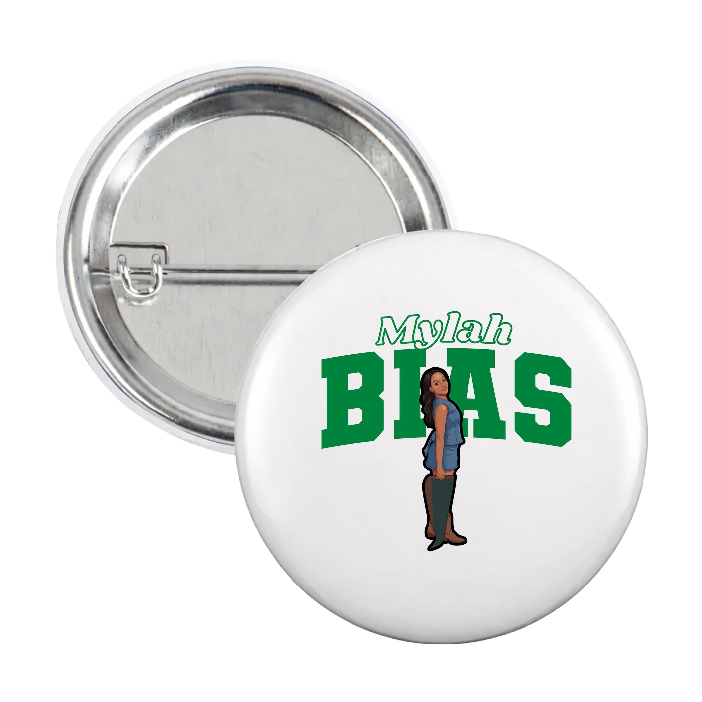Game Day Button — Name Arch in White