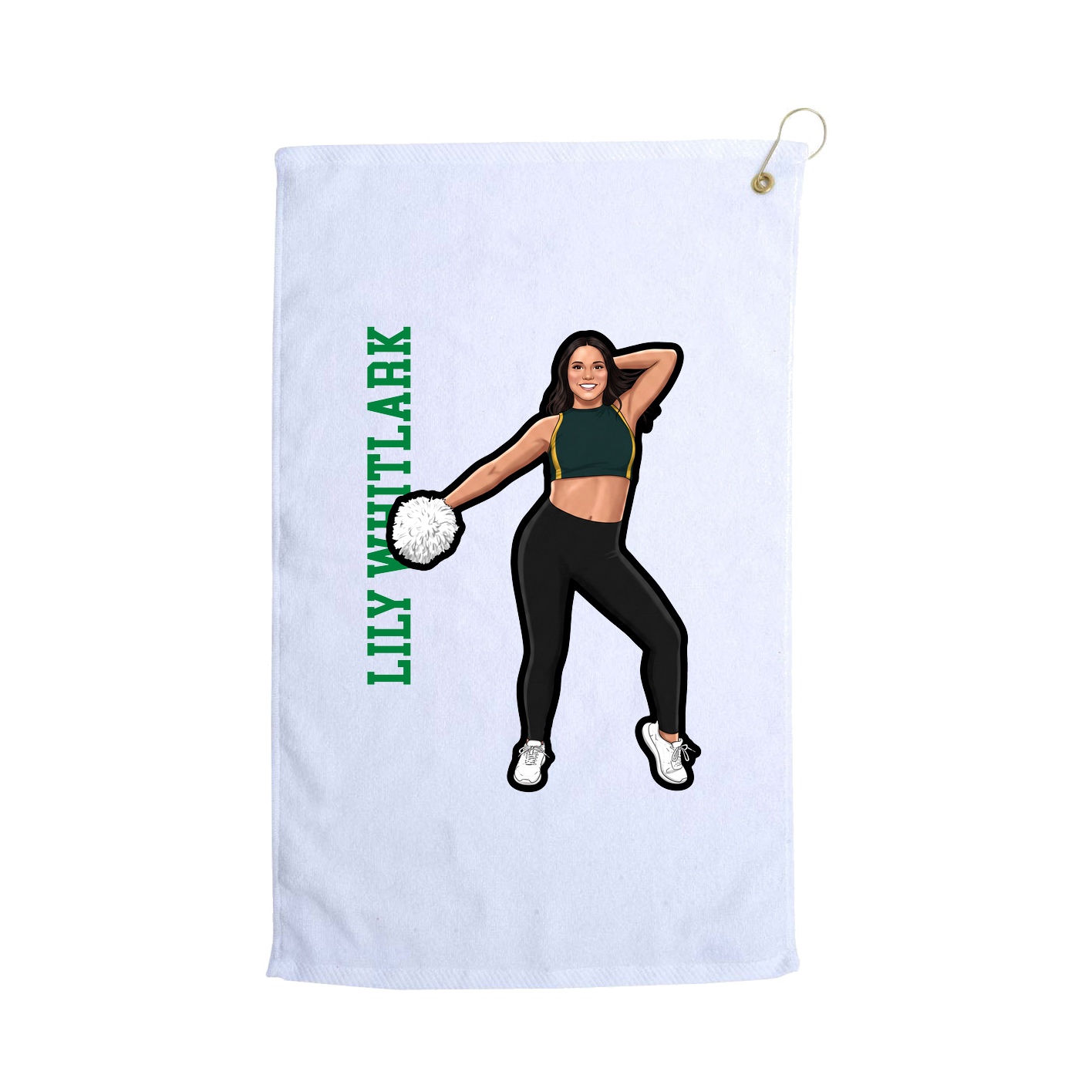 Golf Towel — Name Vertical in White