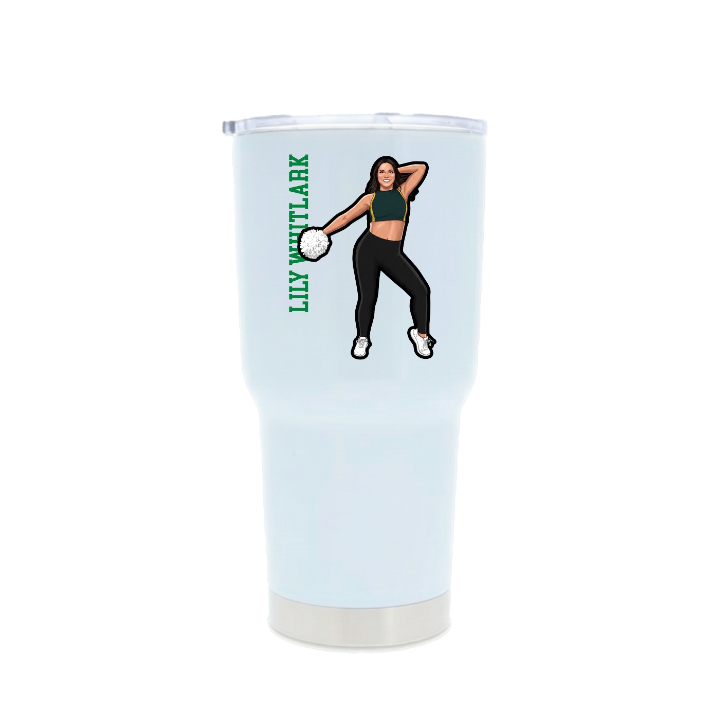 30oz Stainless Steel Tumbler — Name Vertical in White