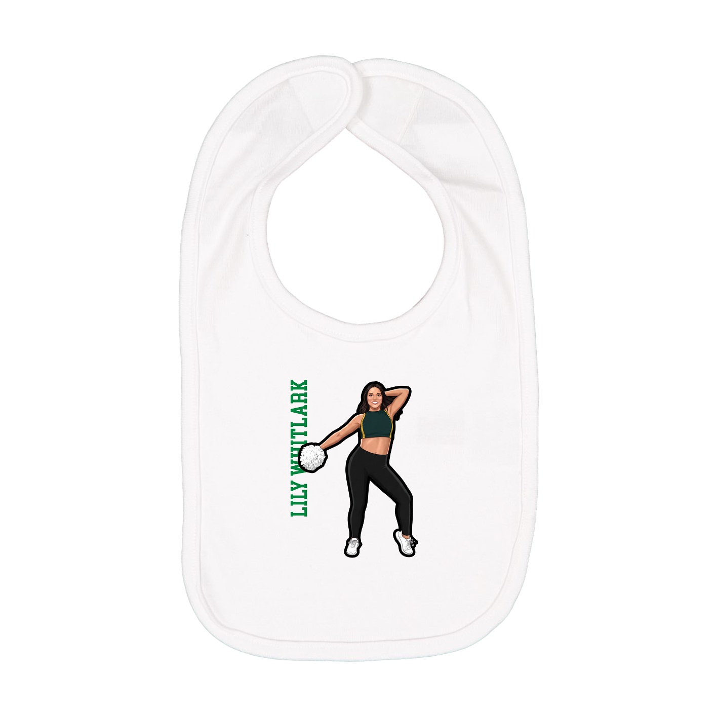 Infant Bib — Name Vertical in White