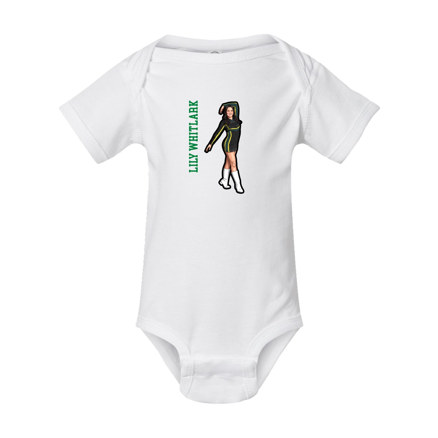 Baby Onesie — Name Vertical in White