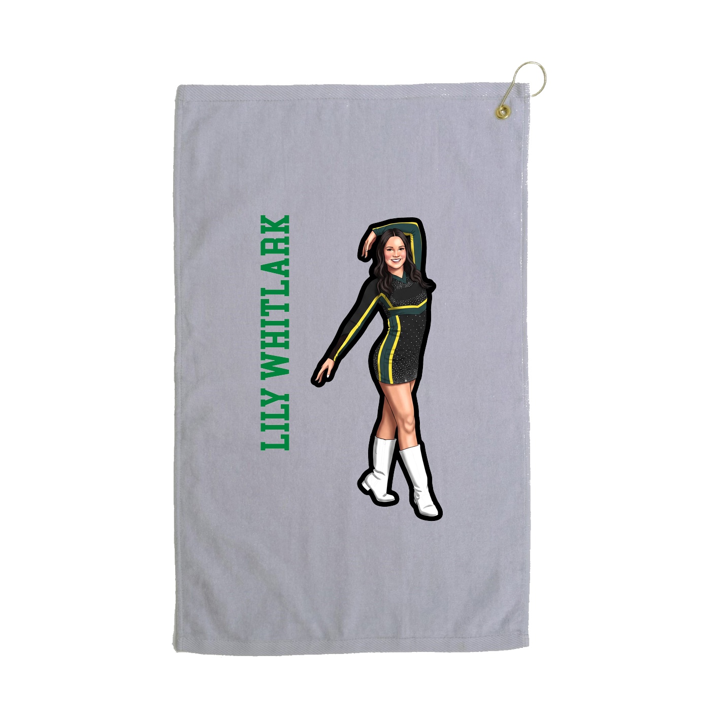 Golf Towel — Name Vertical in Grey