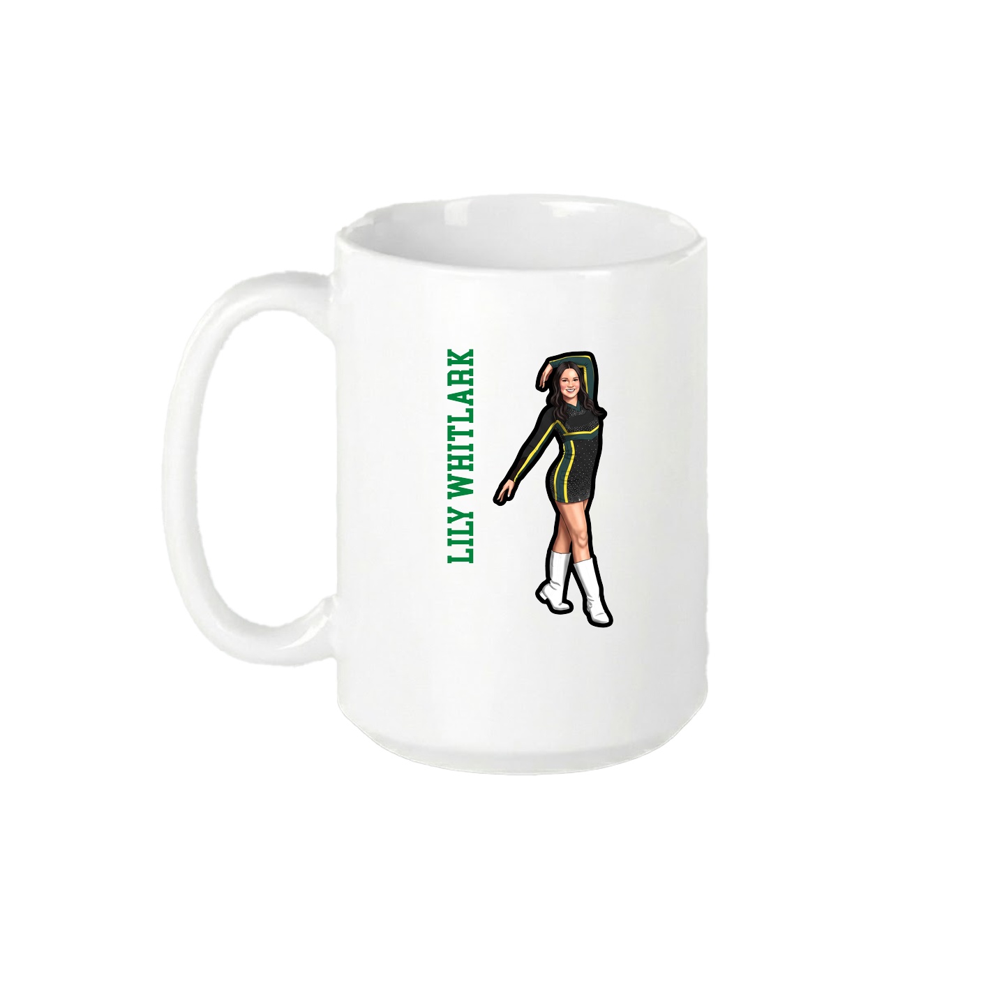 15oz Coffee Mug — Name Vertical in White