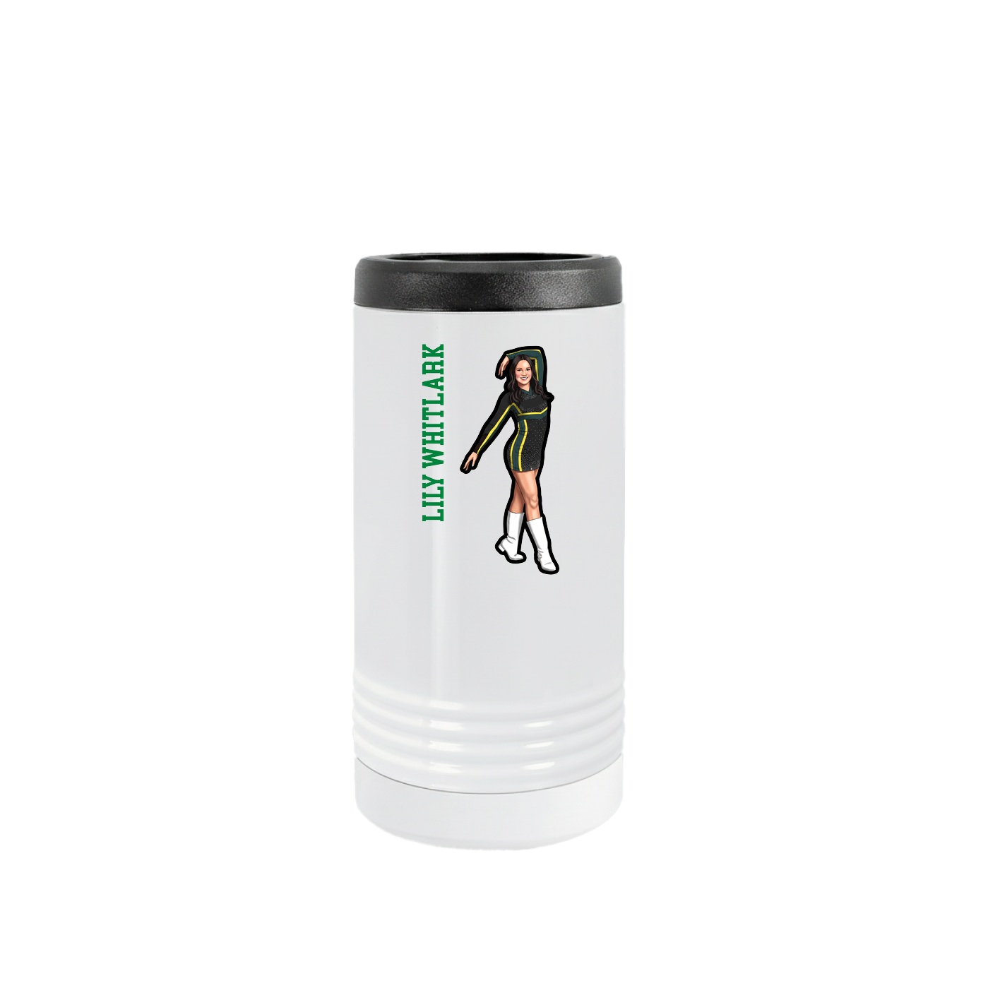 Slim Beverage Holder — Name Vertical in White
