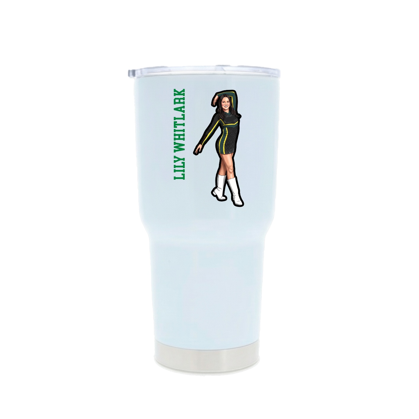 30oz Stainless Steel Tumbler — Name Vertical in White